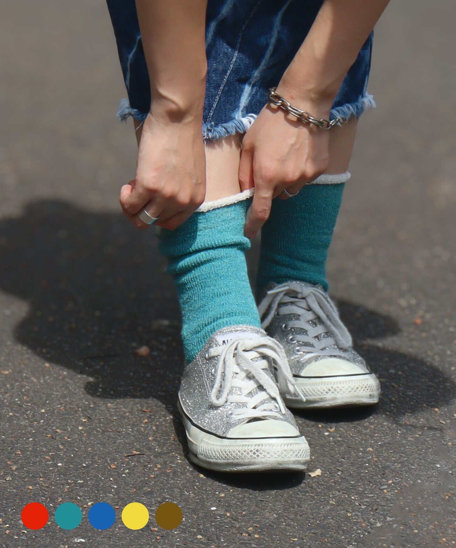 【1P】コットンパイル 柔らかクルーソックス