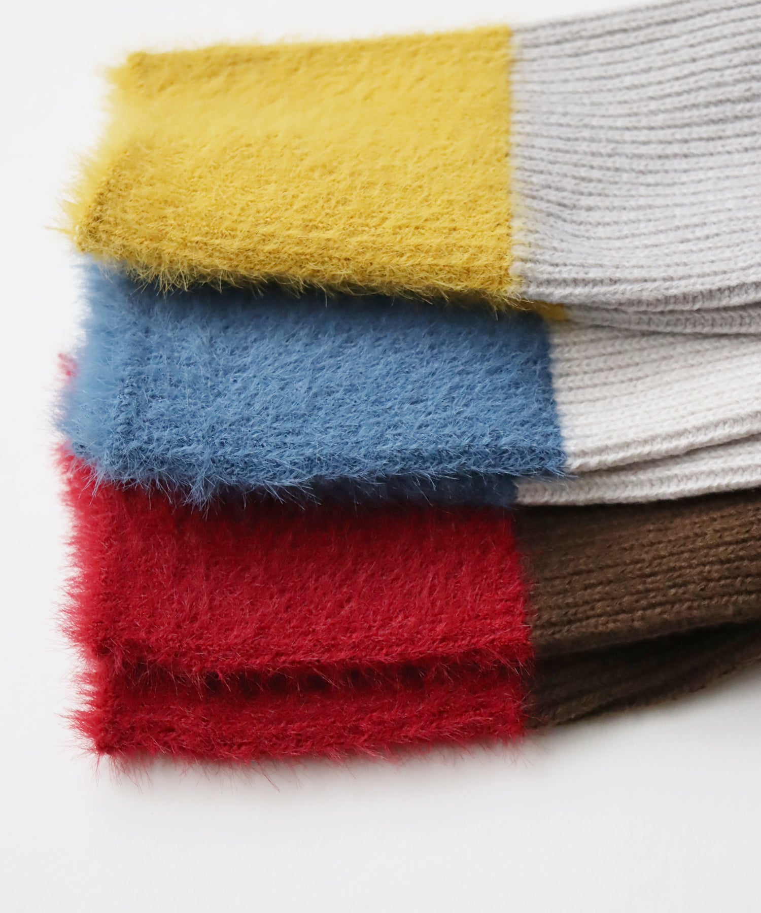 2WAY リブ&シャギー バイカラー アームウォーマー