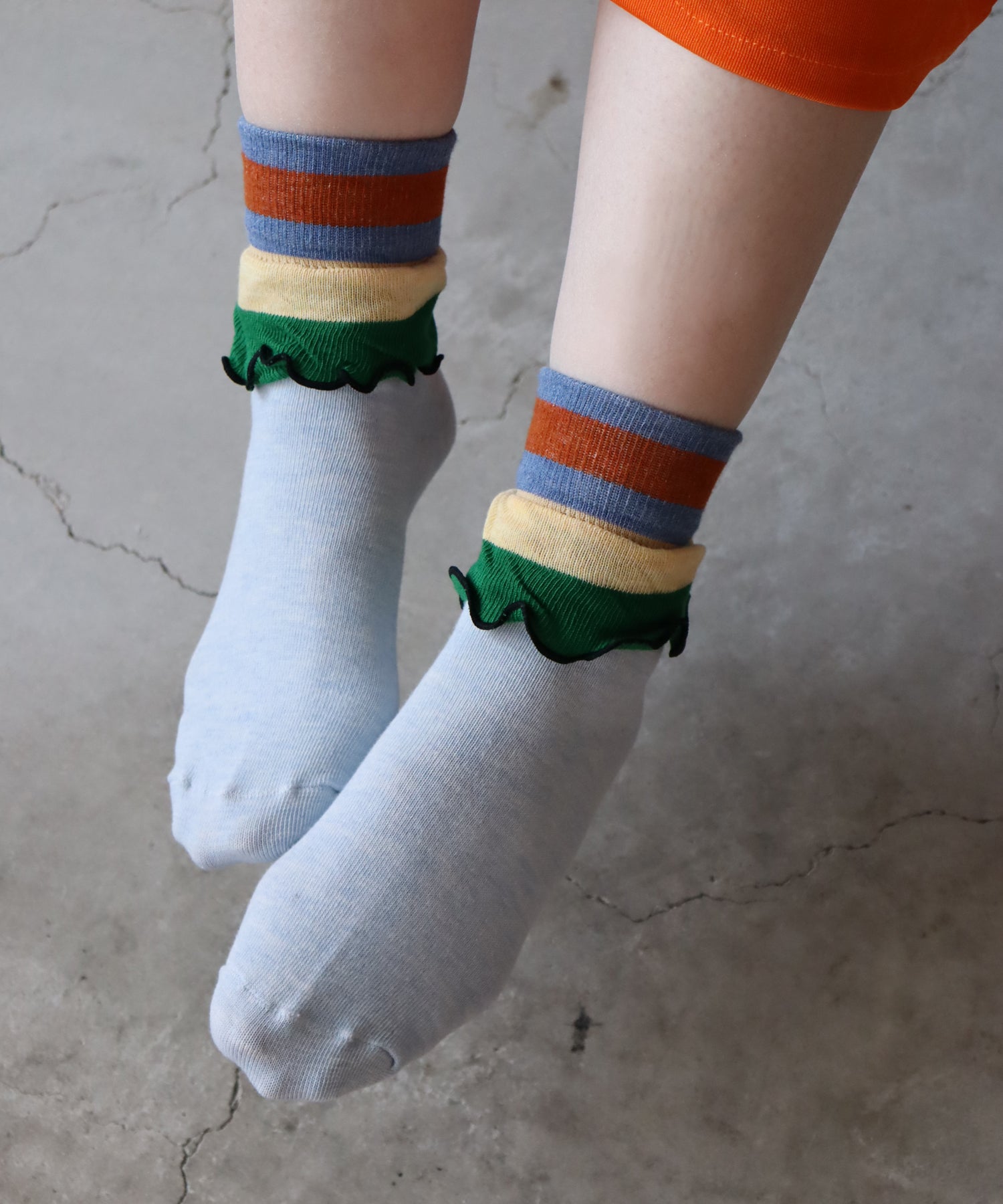 【2足組】メランジビッグフリル ショートソックス