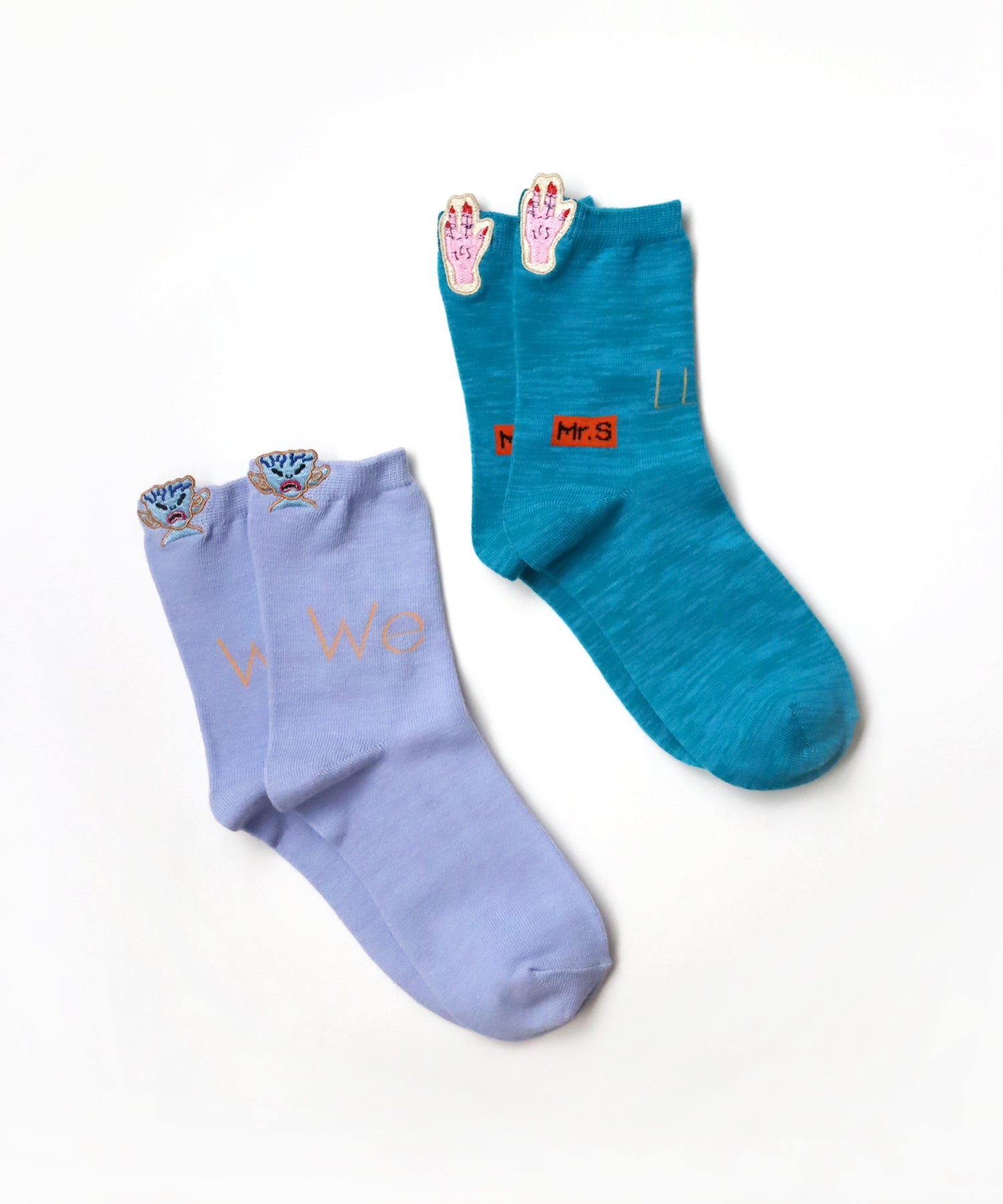 【2足組】宇宙式挨拶 刺繍ショートソックス