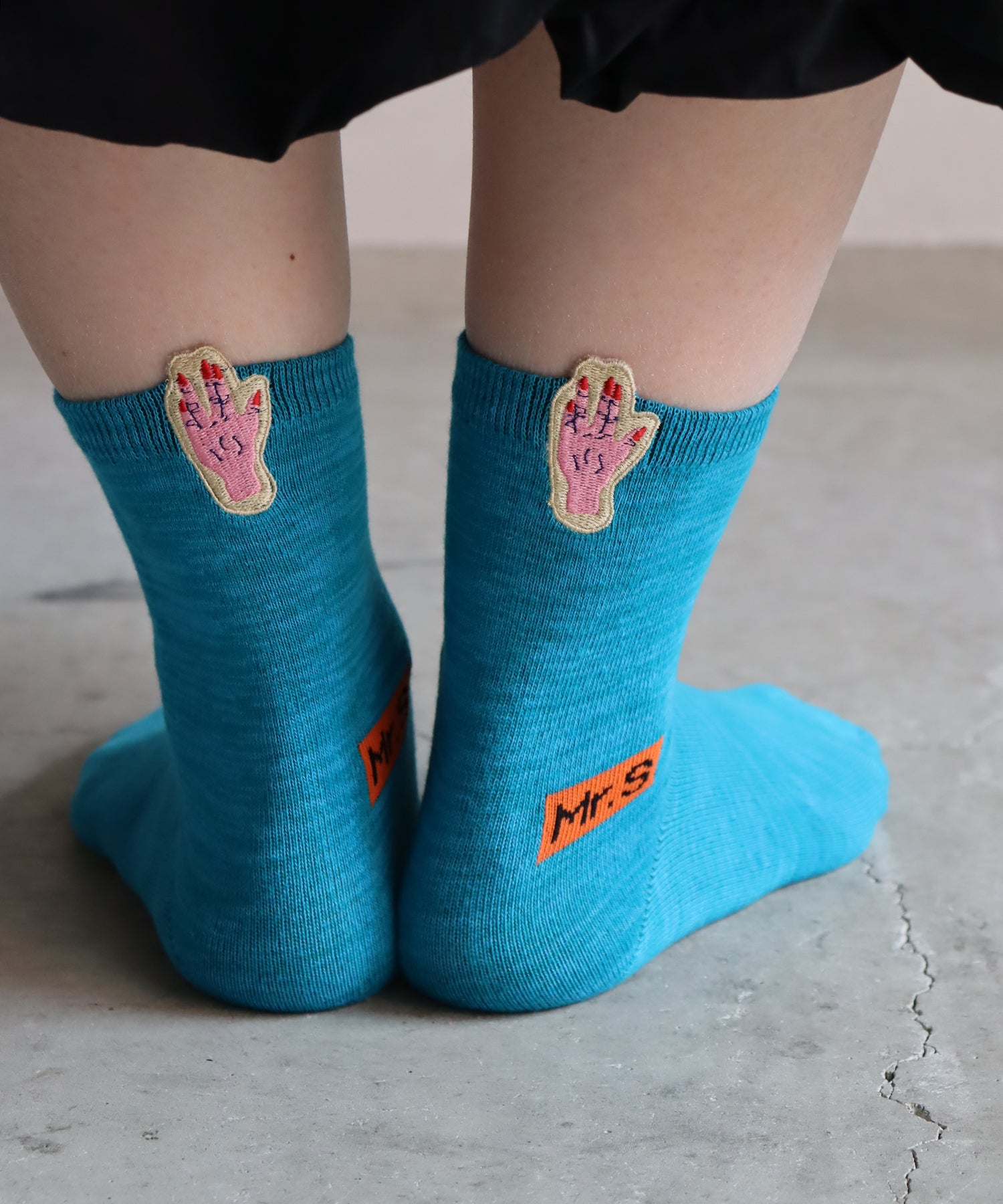 【2足組】宇宙式挨拶 刺繍ショートソックス