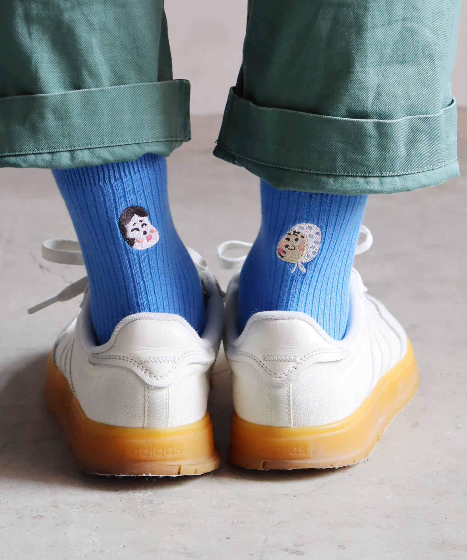 【2足組】おかめ＆ひょっとこ 刺繍ショートソックス