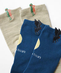 【2足組】エイリアン＆モスマン刺繍 ショートソックス