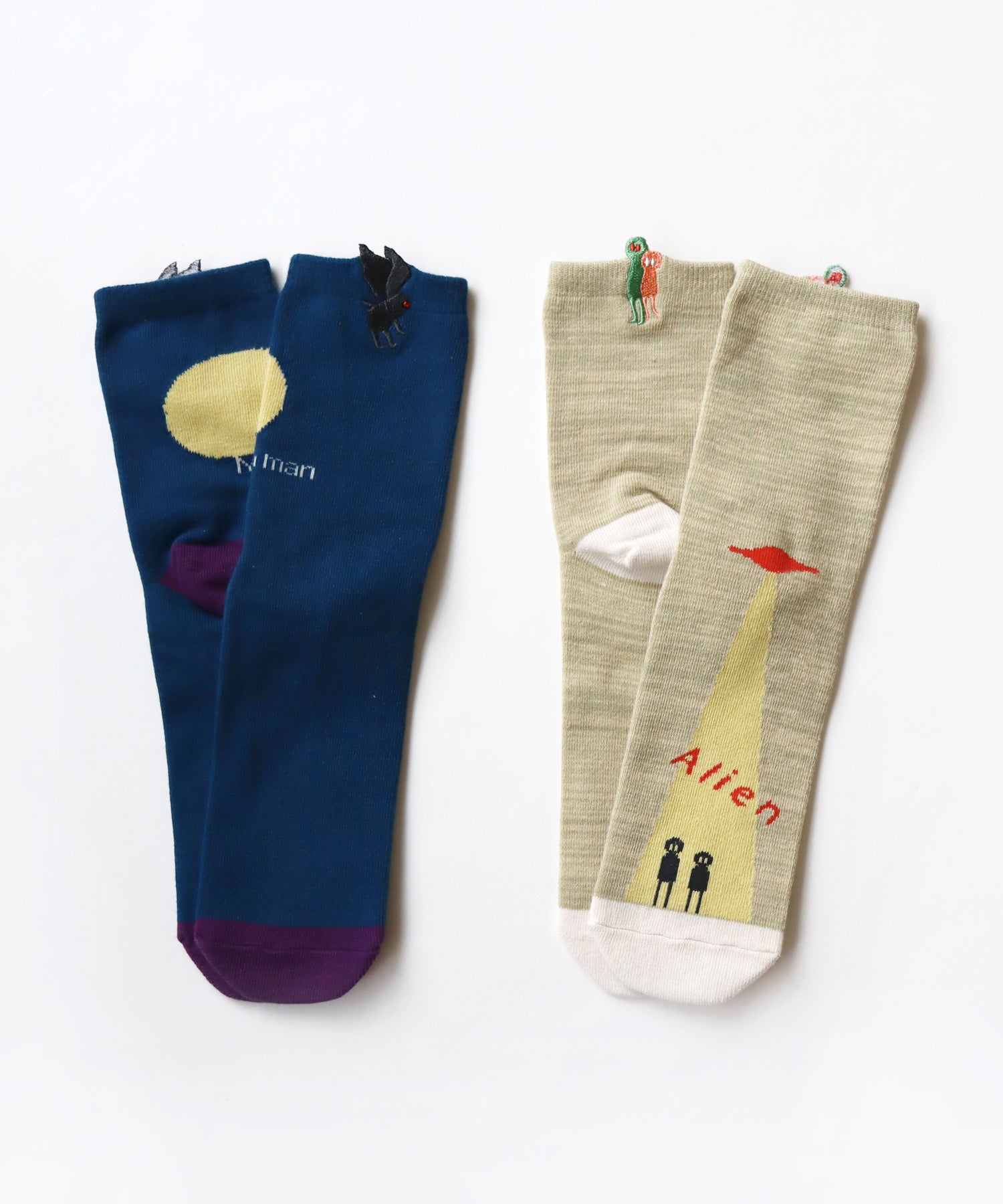 【2足組】エイリアン＆モスマン刺繍 ショートソックス