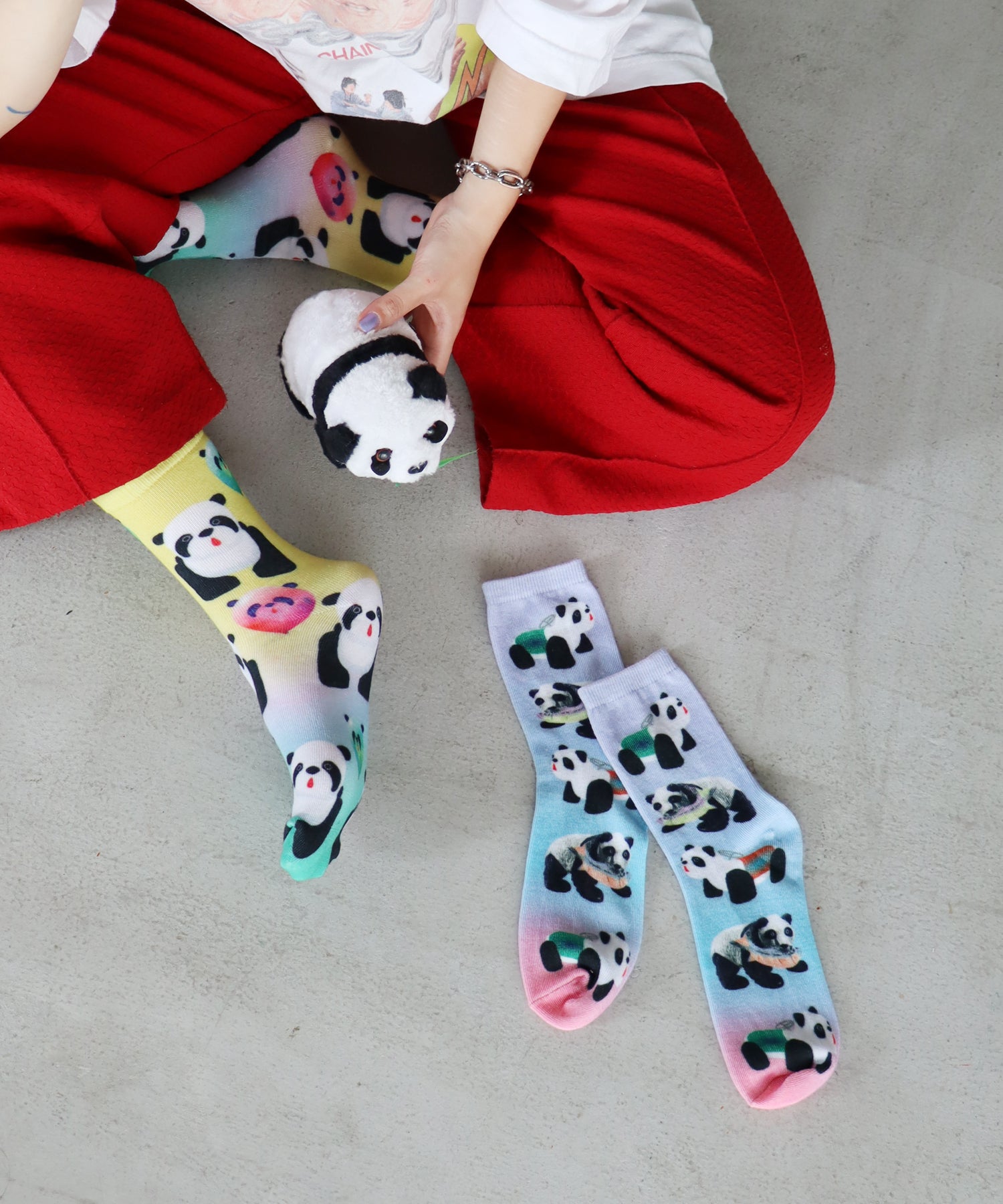 WONDER！パンダ！ プリント ショートソックス｜2P