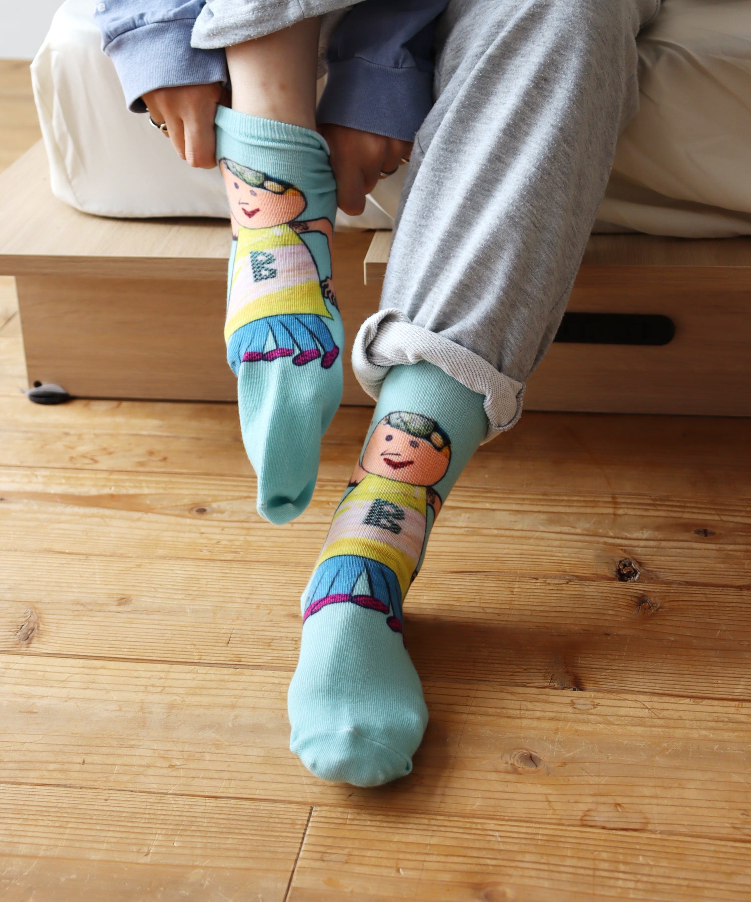 いま何してる？プリント ショートソックス｜2P