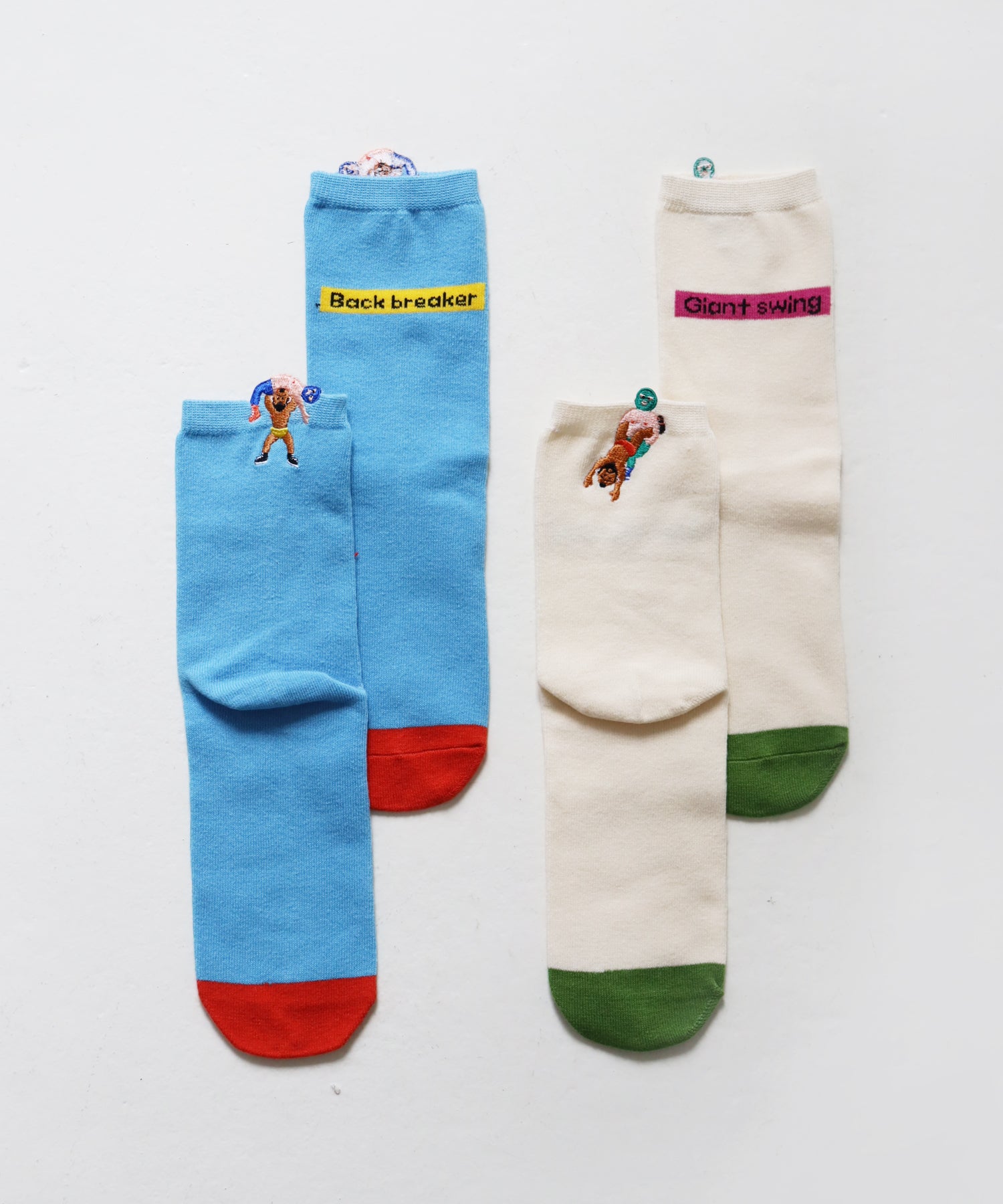 プロレスはみ出し刺繍ショートソックス｜2P