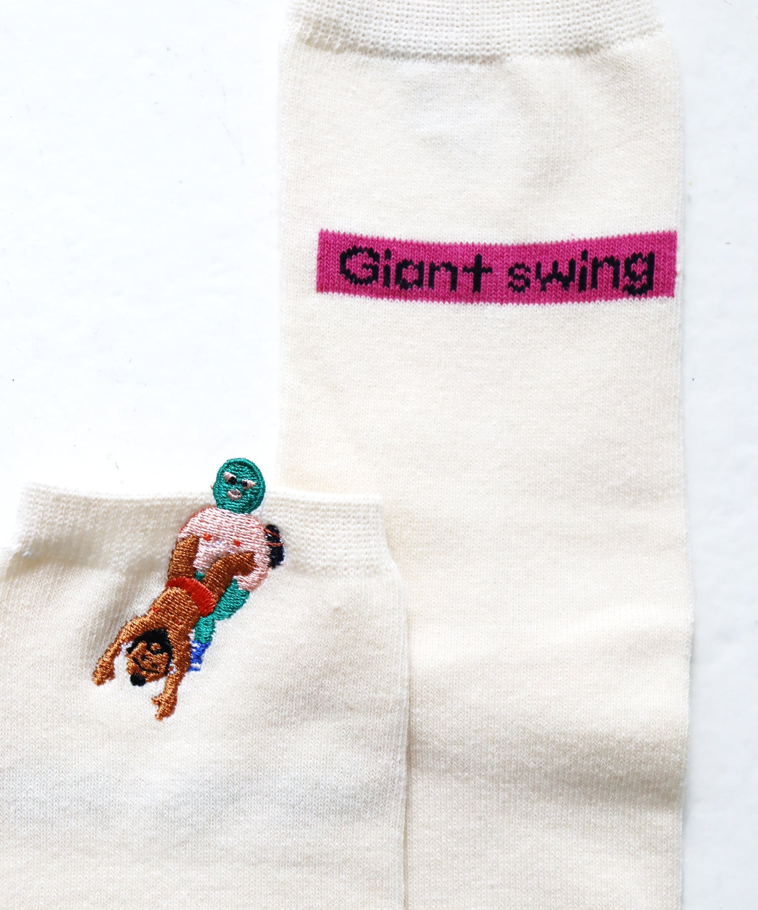 プロレスはみ出し刺繍ショートソックス｜2P