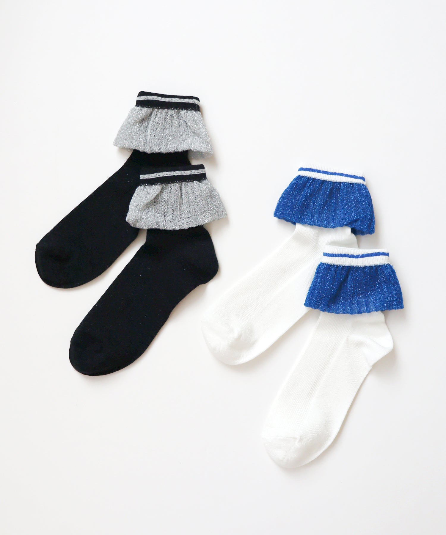 シャイニーフリル ショートソックス｜2P