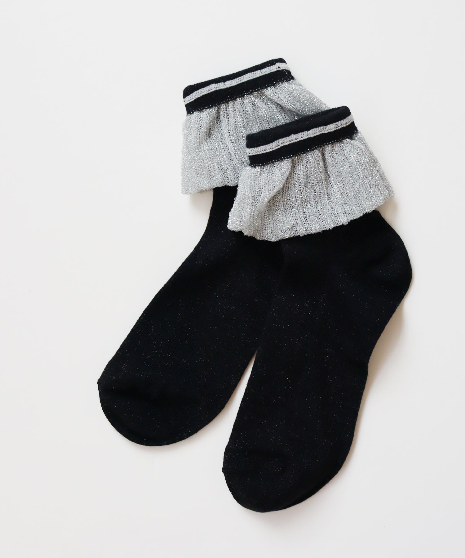 【TIME SALE】シャイニーフリル ショートソックス｜2P
