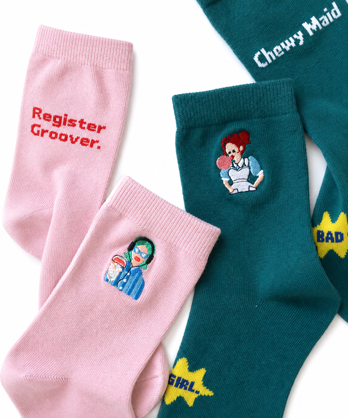 BAD GIRLS 刺繍 ショートソックス｜2P