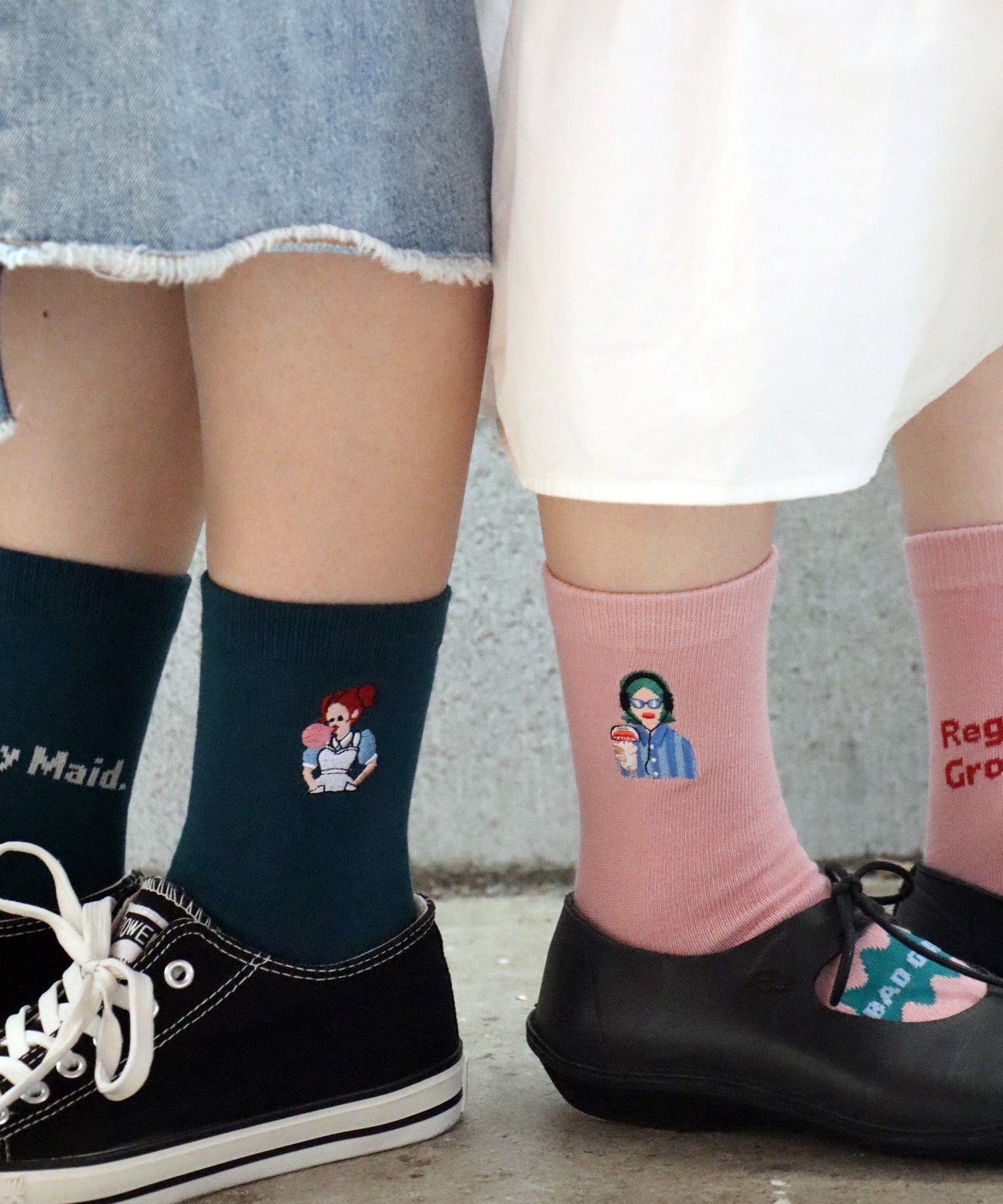 BAD GIRLS 刺繍 ショートソックス｜2P