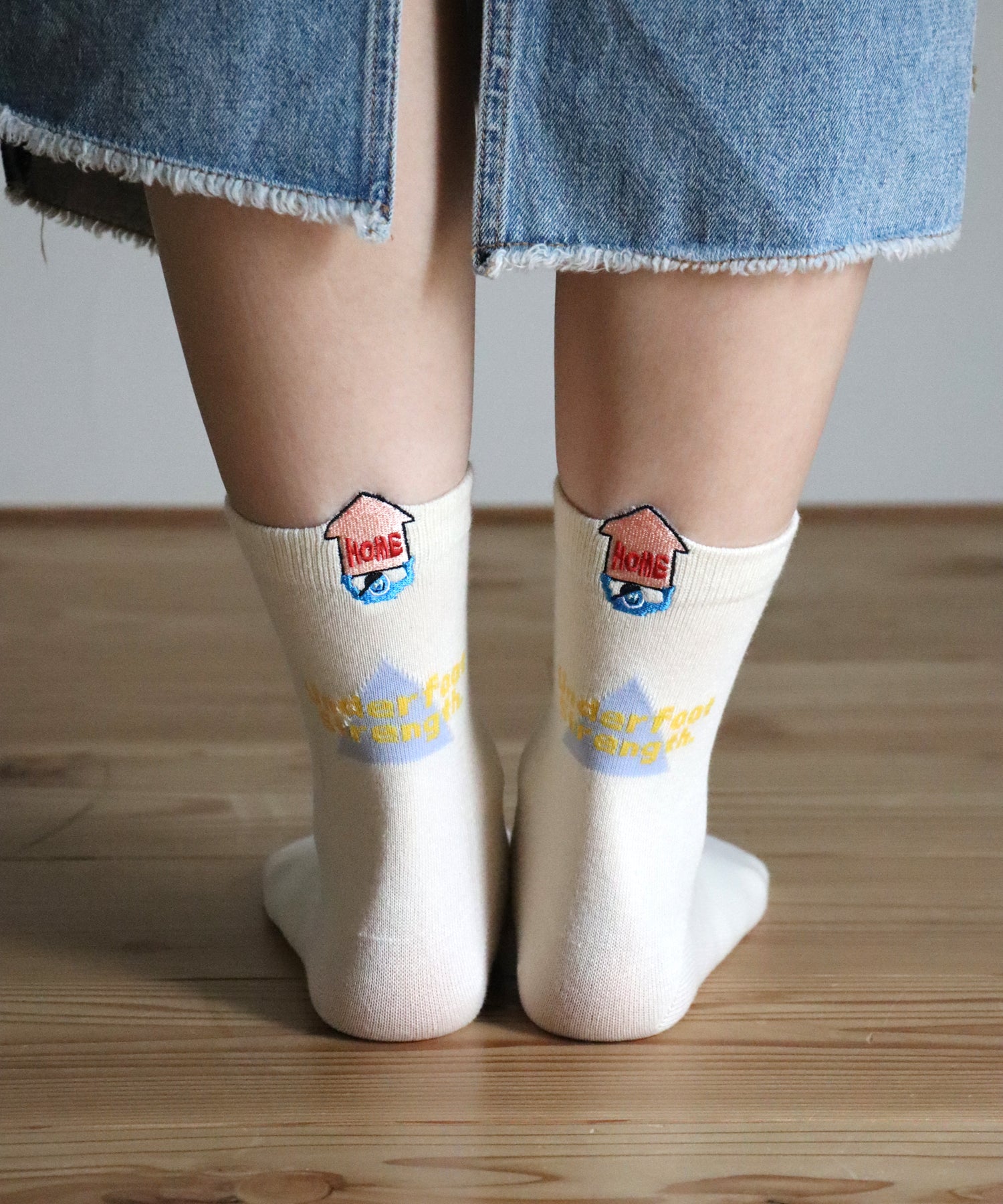 飛び出せ！ことわざ刺繍！ ショートソックス｜2P