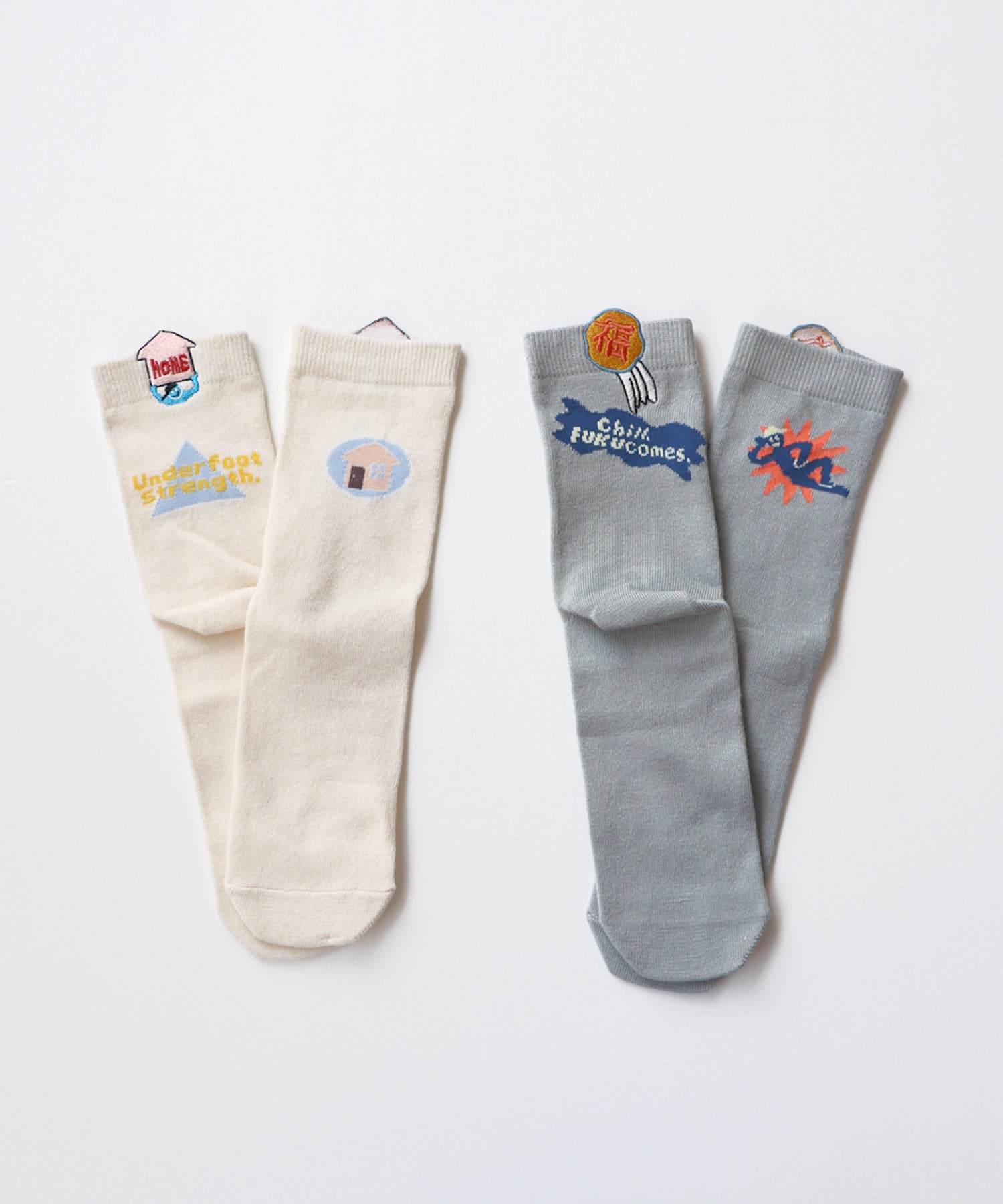 飛び出せ！ことわざ刺繍！ ショートソックス｜2P