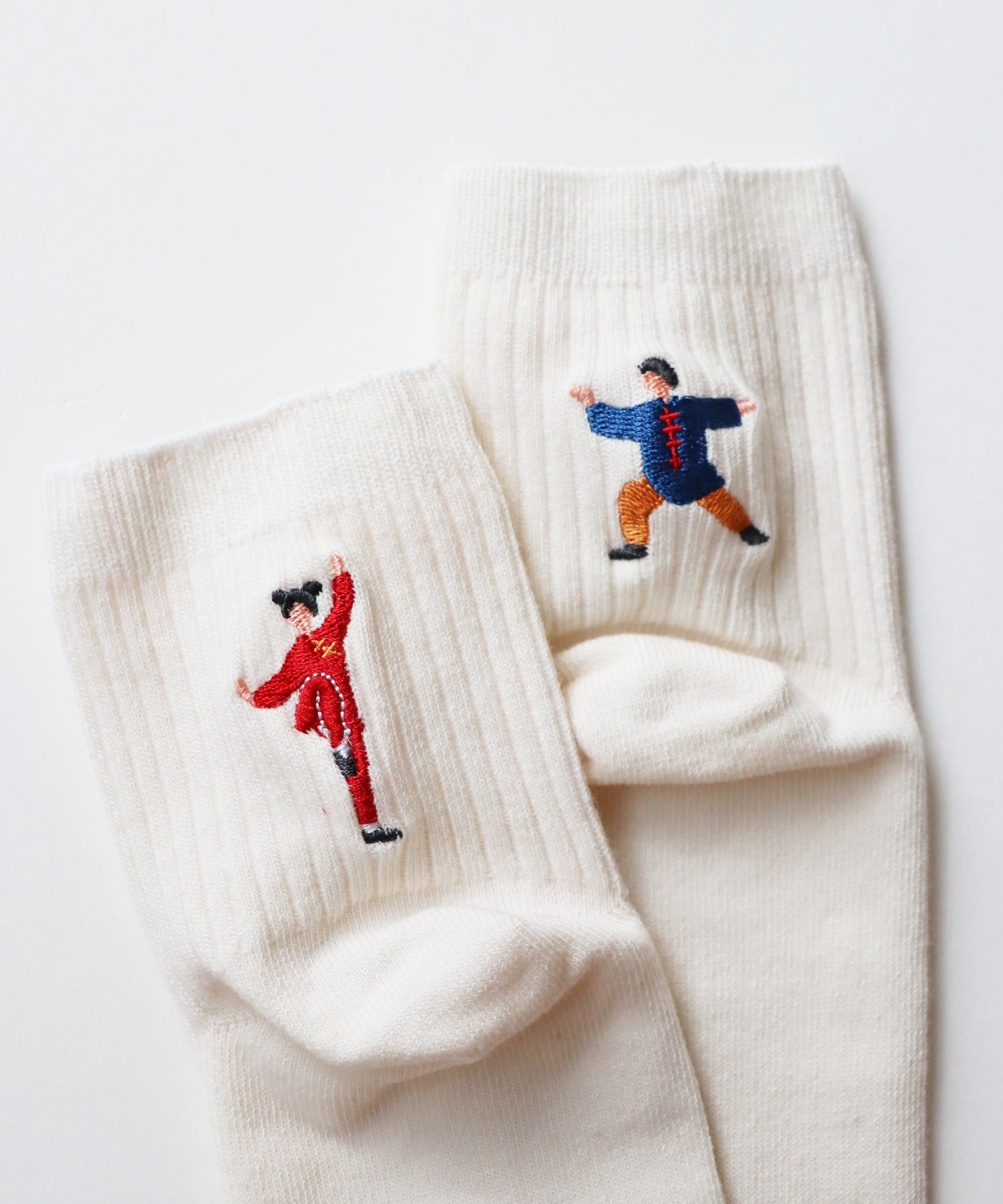 カンフー刺繍 ショートソックス｜2P