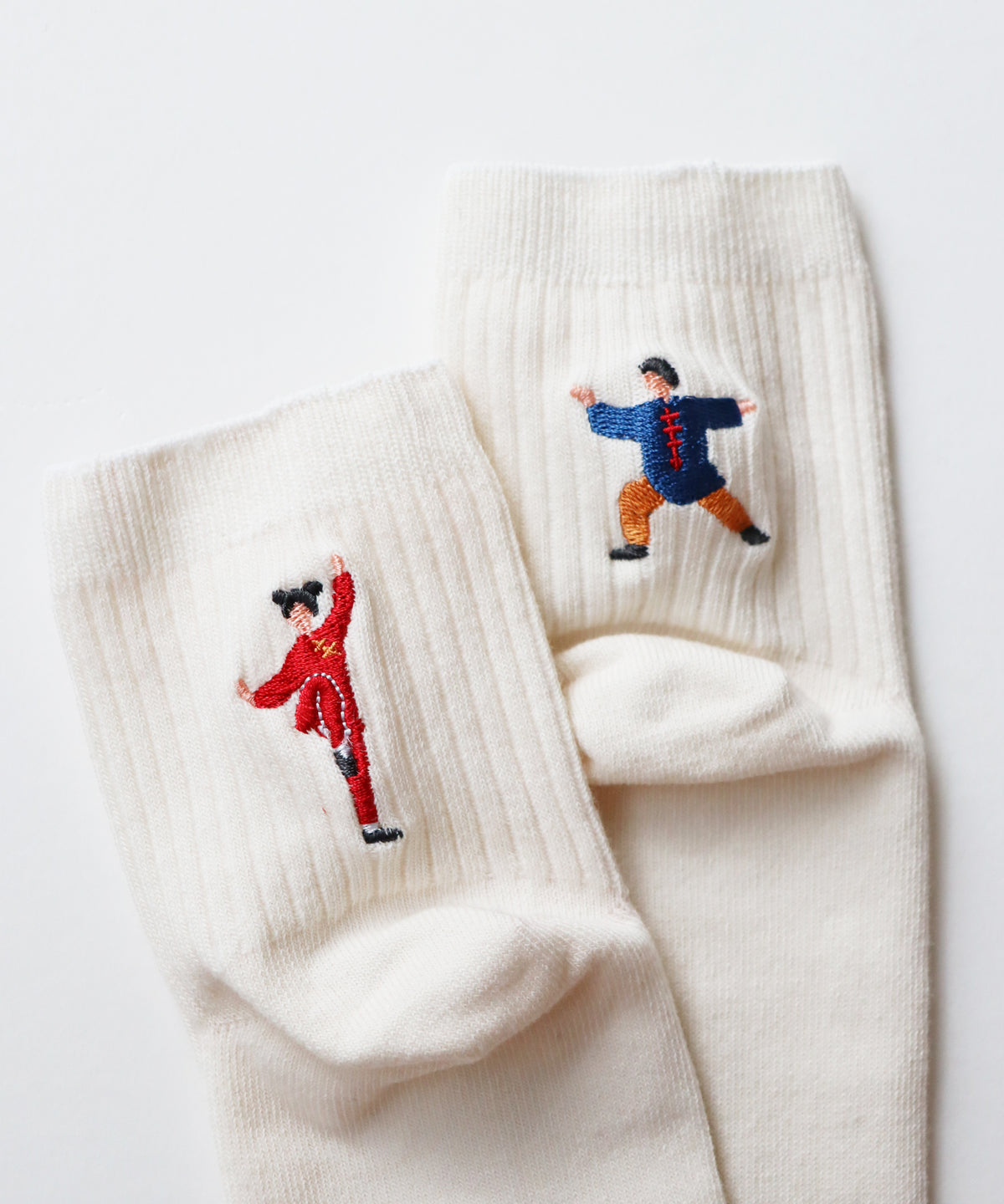 カンフー刺繍 ショートソックス｜2足組