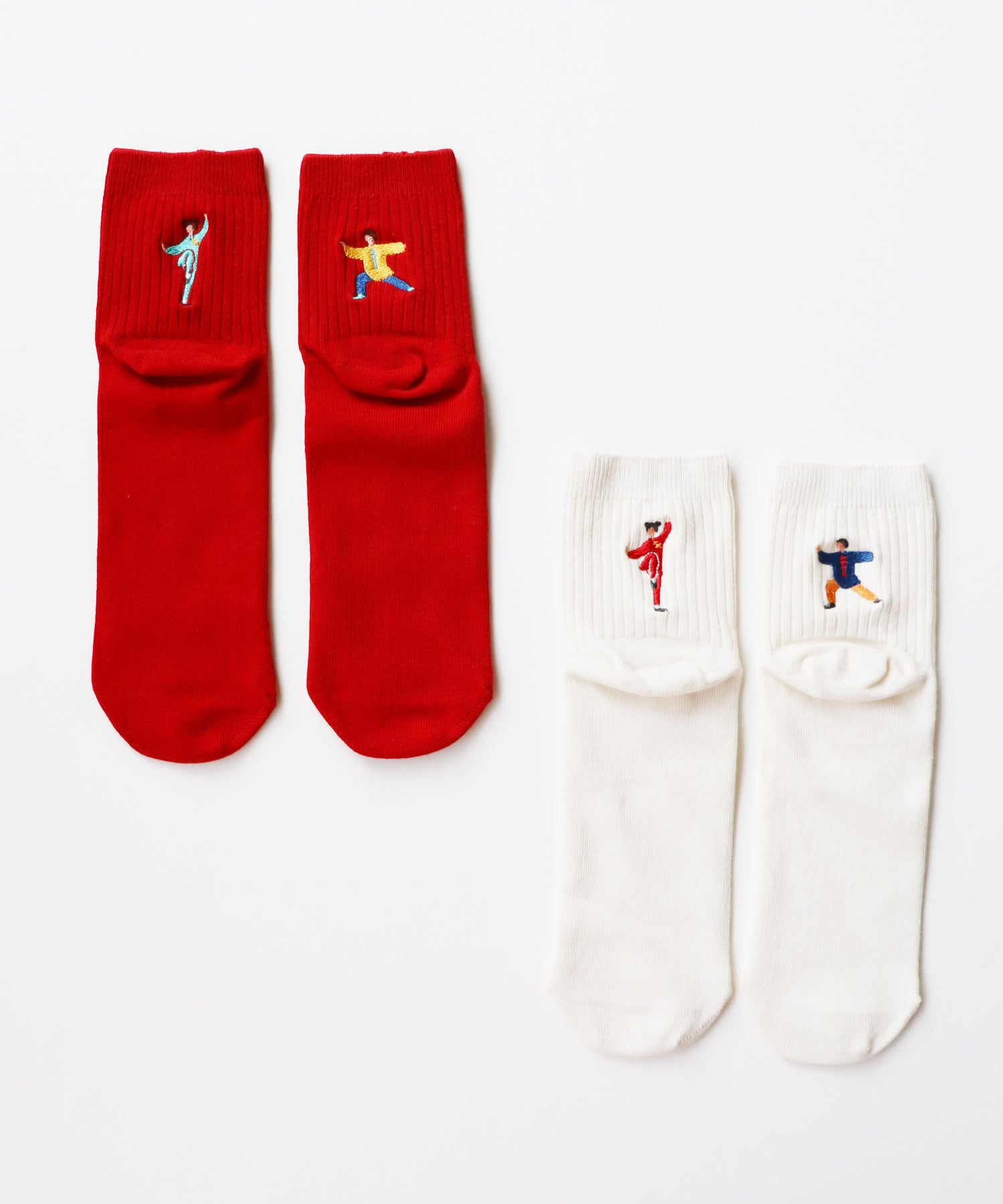 カンフー刺繍 ショートソックス｜2P