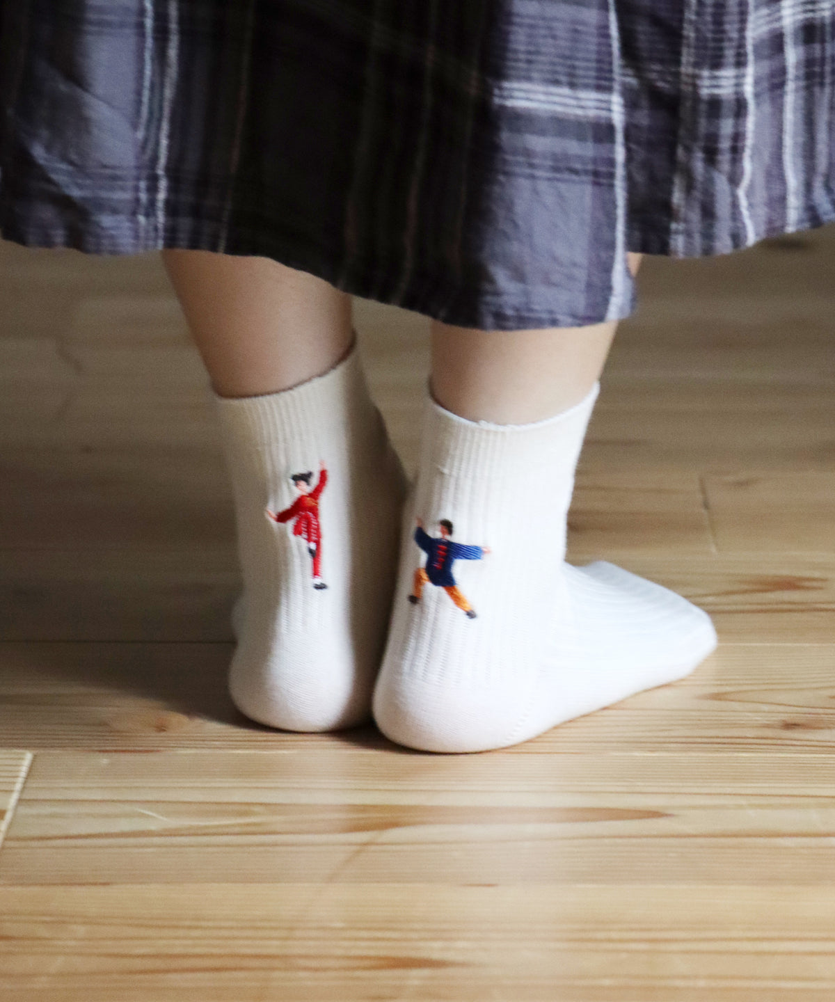 カンフー刺繍 ショートソックス｜2足組