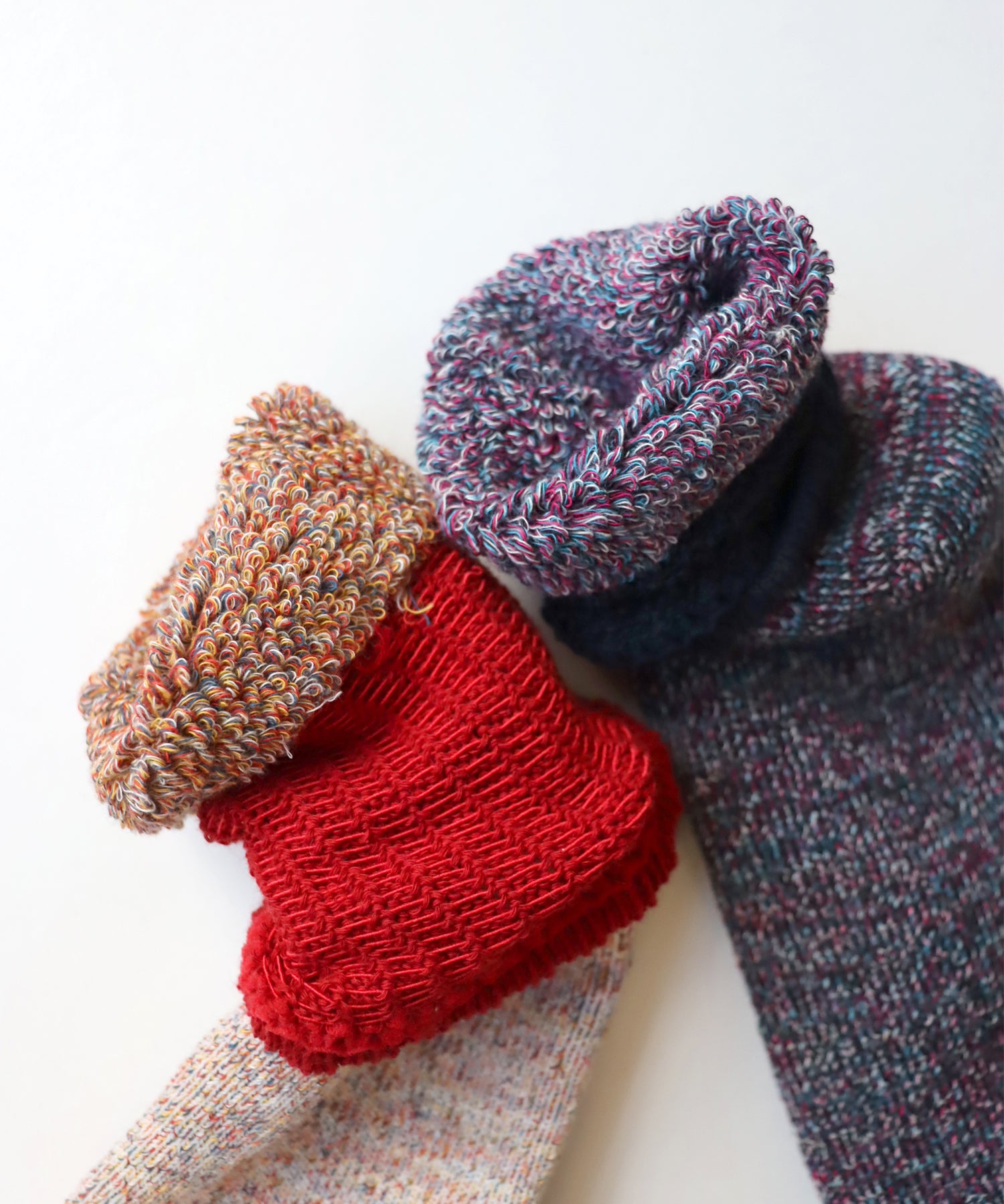 【2足組】ローゲージ ミックスパイル クルーソックス