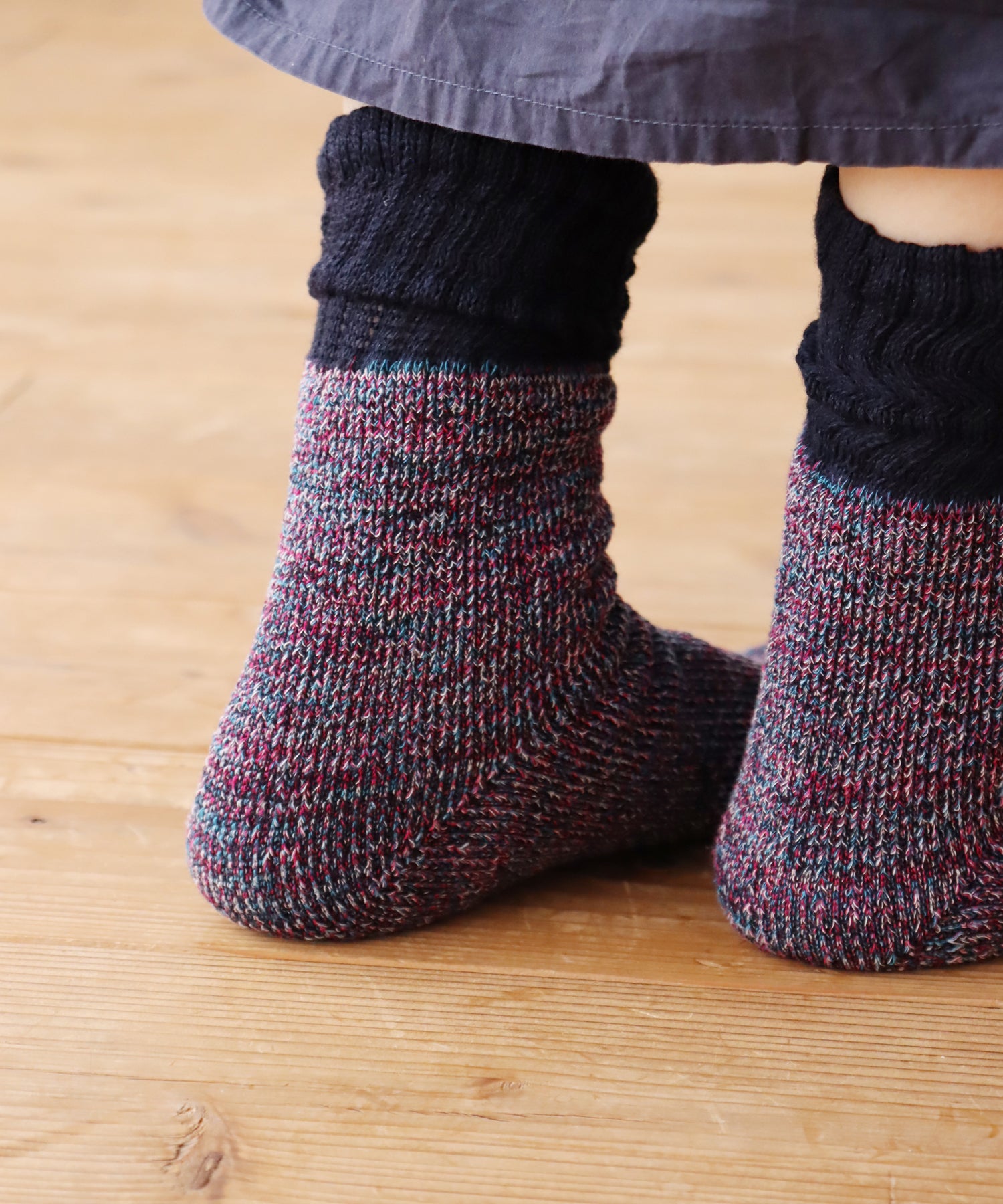 【2足組】ローゲージ ミックスパイル クルーソックス