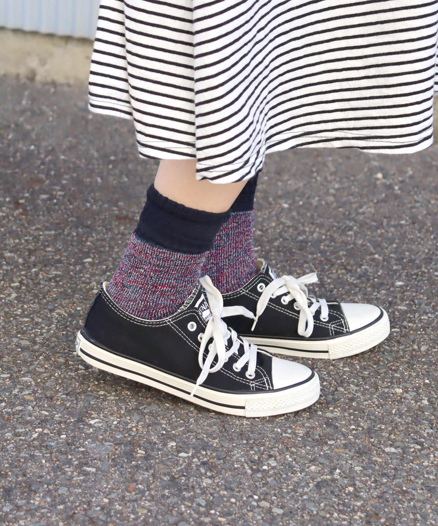 【2足組】ローゲージ ミックスパイル クルーソックス