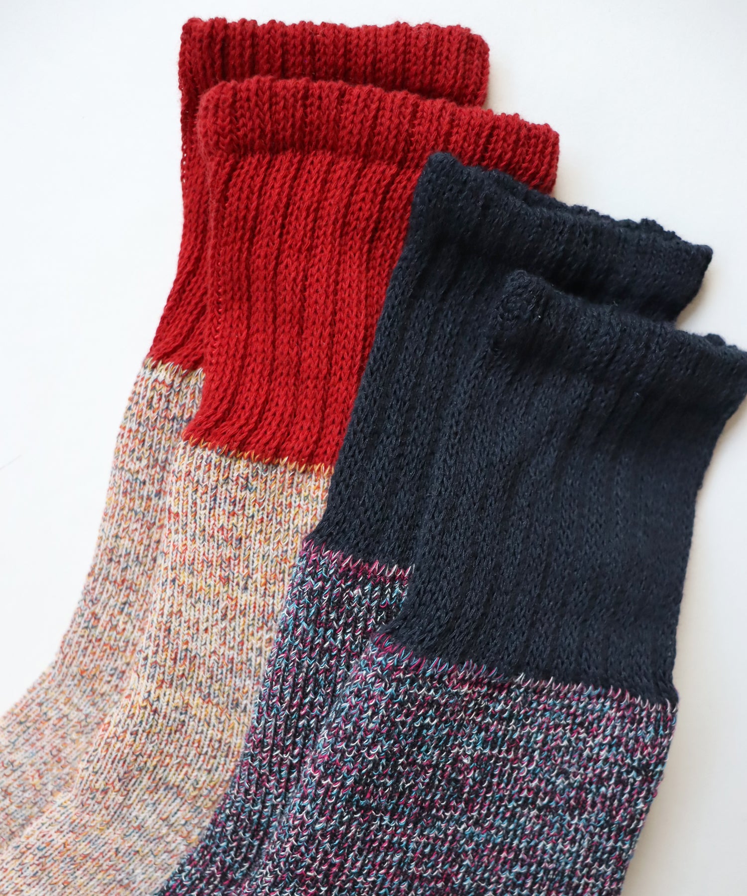 【2足組】ローゲージ ミックスパイル クルーソックス