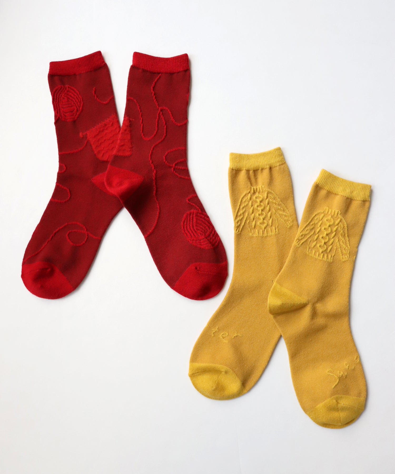 【2足組】ウール混 編み物柄 クルーソックス