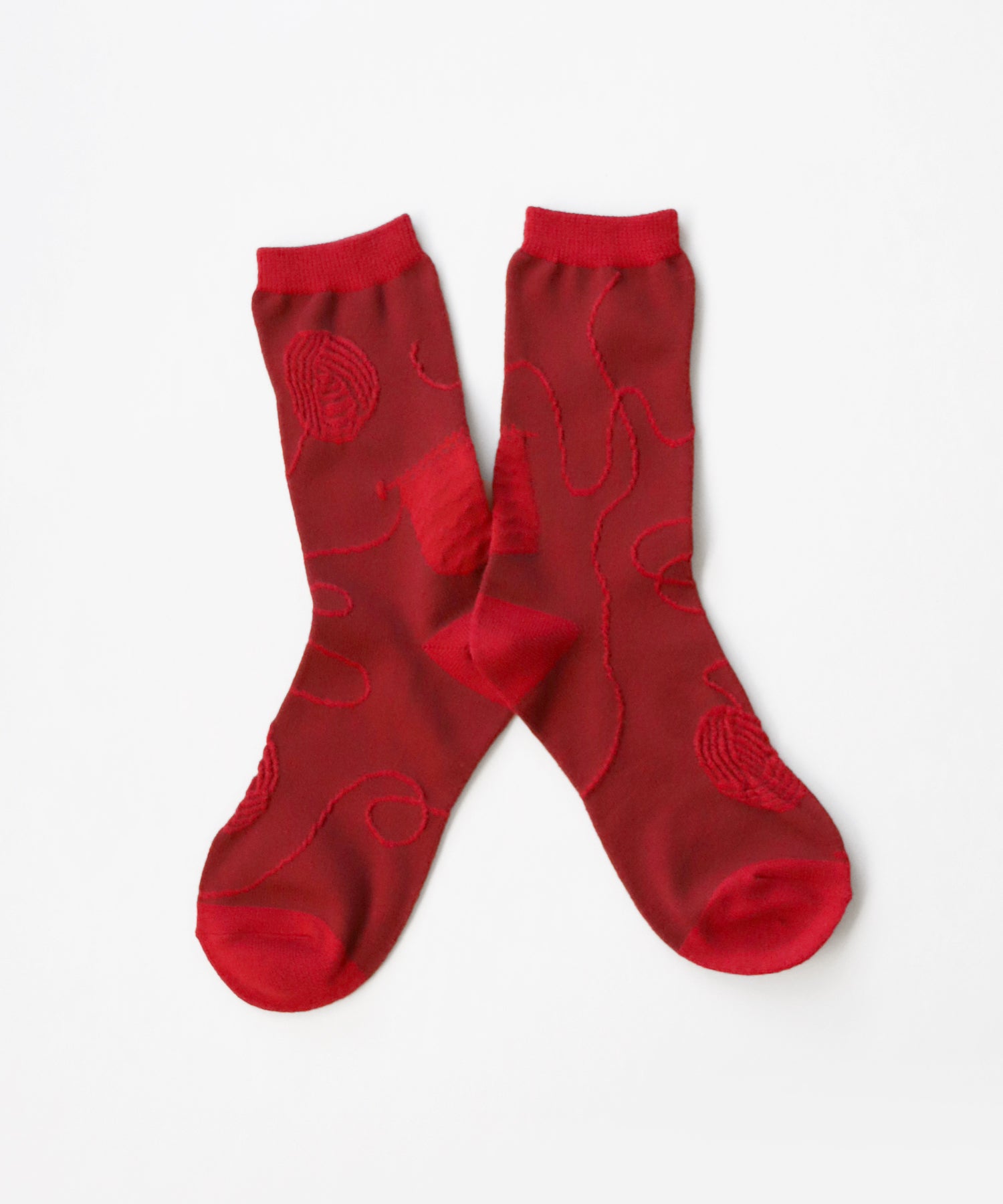 【2足組】ウール混 編み物柄 クルーソックス