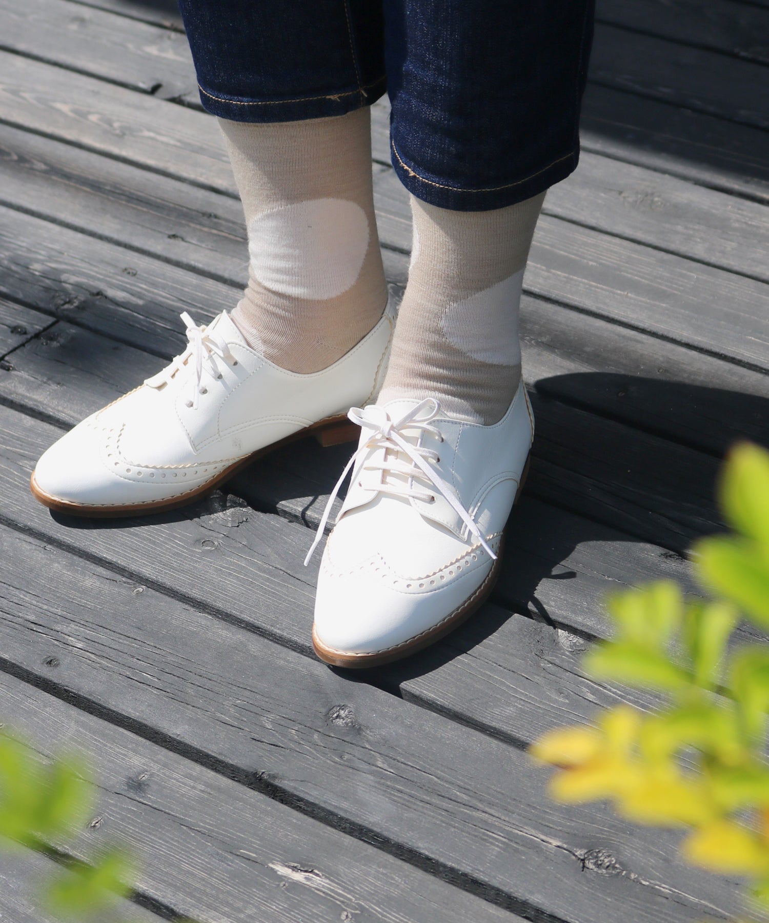 【2足組】メリノウール ドット クルーソックス