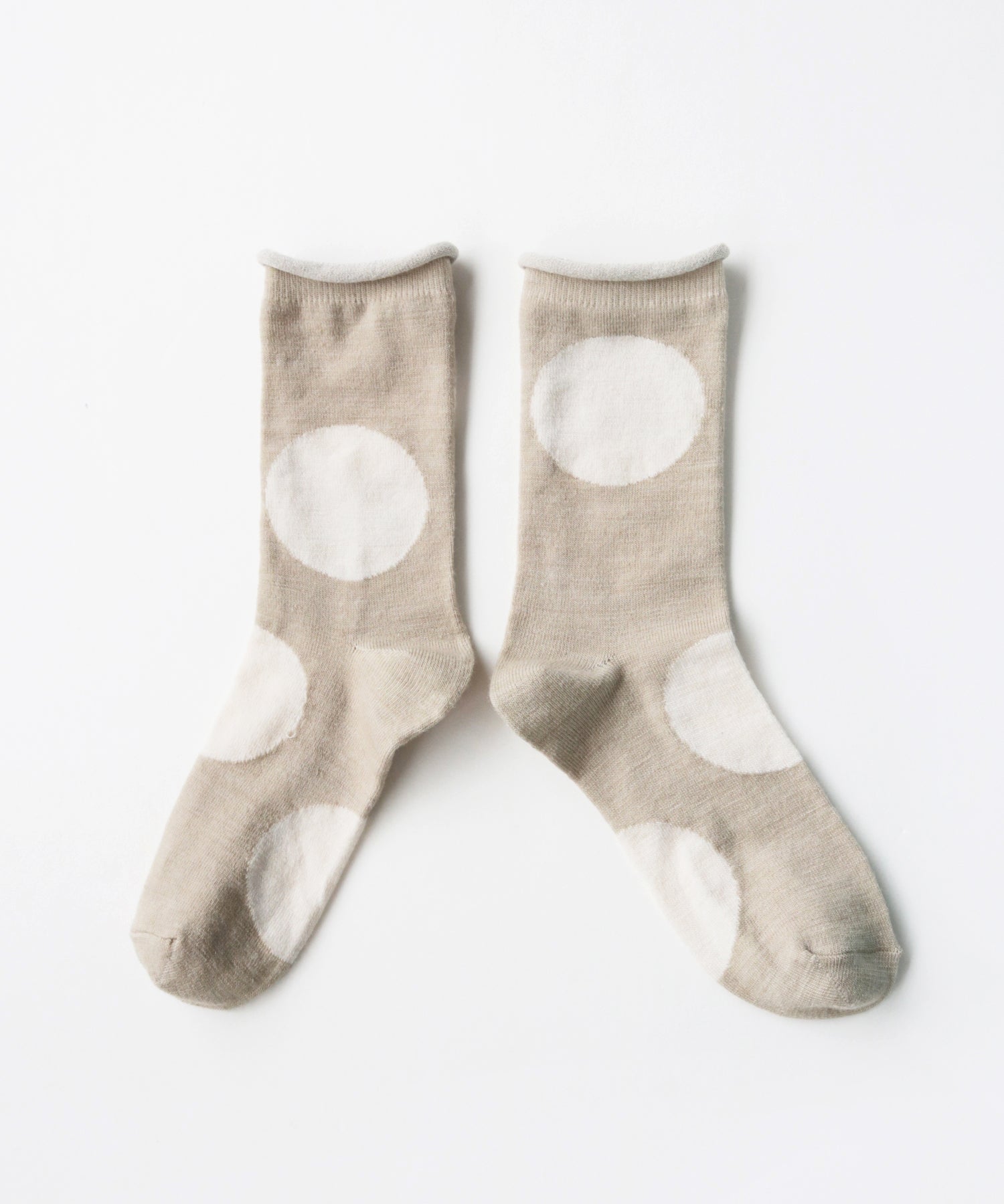 【2足組】メリノウール ドット クルーソックス
