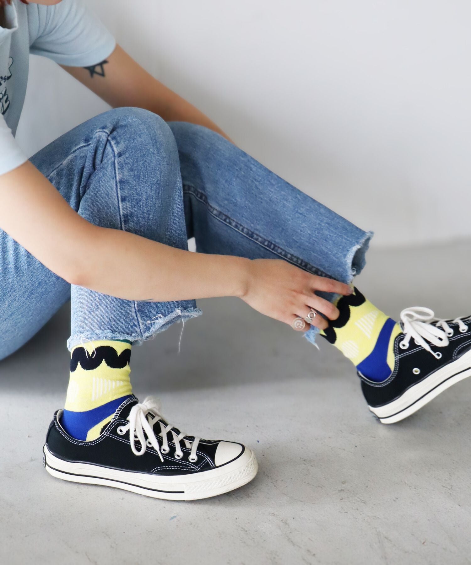 ハイテンションボーダー クルーソックス｜2P