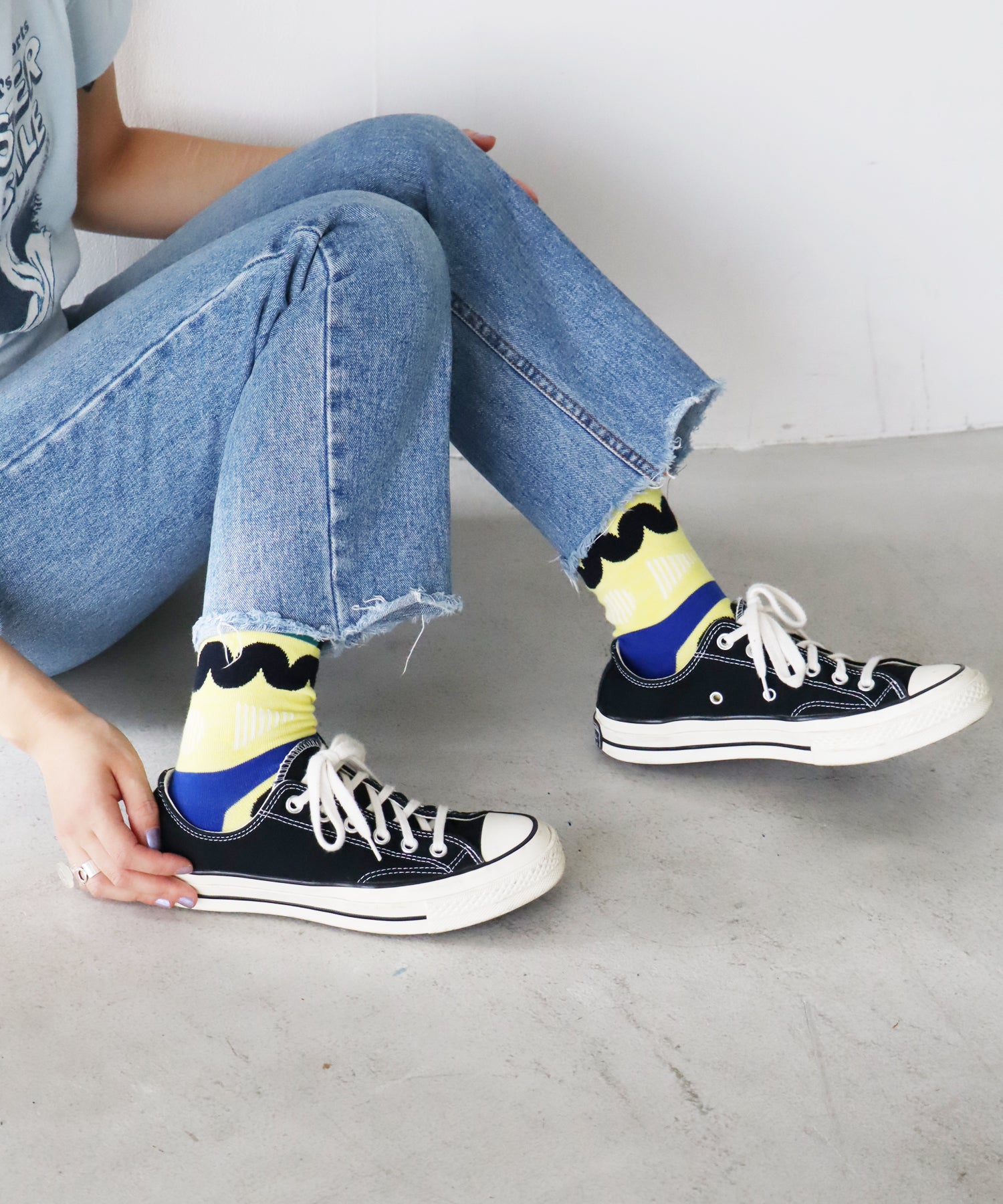 ハイテンションボーダー クルーソックス｜2P