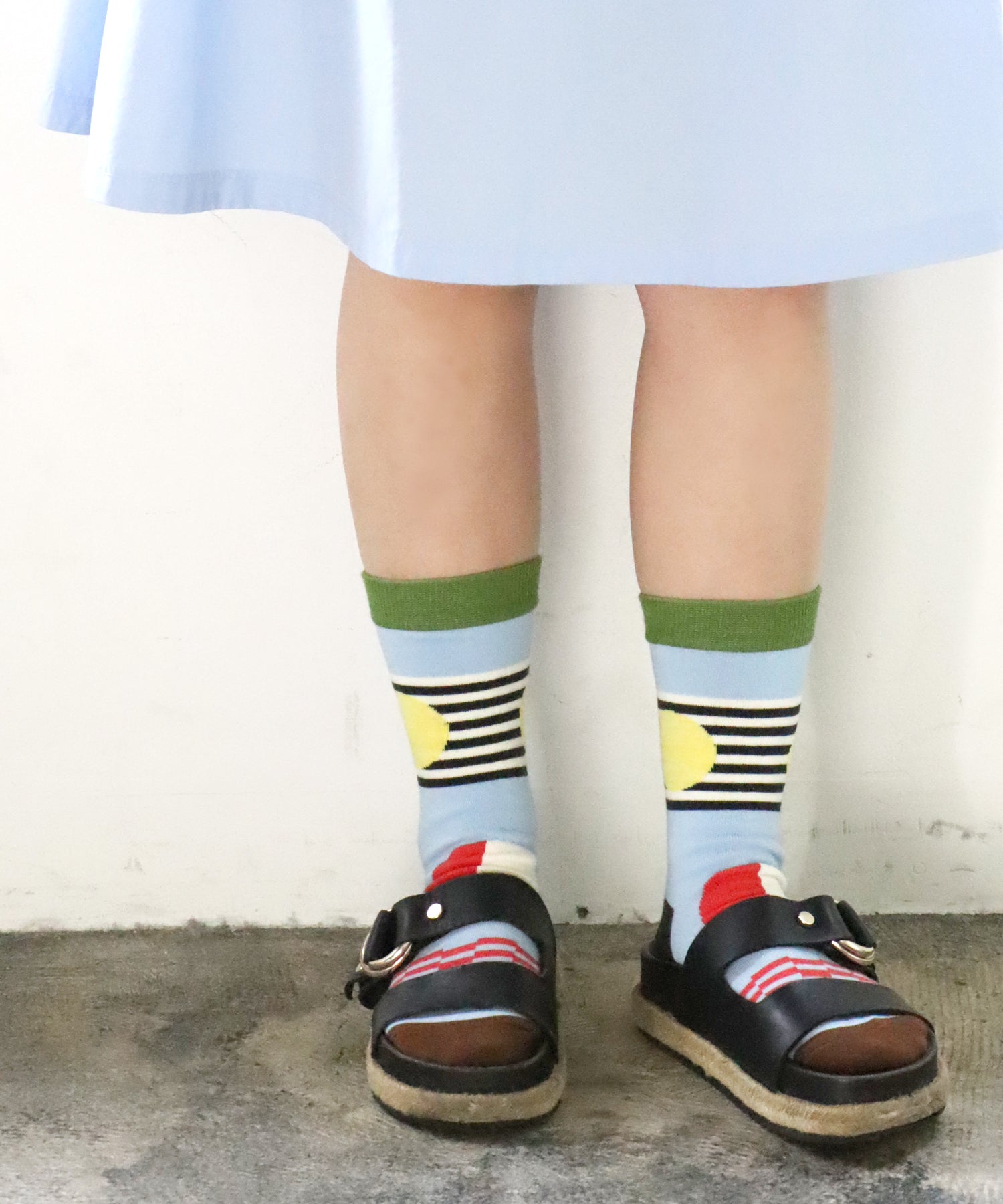 ハイテンションボーダー クルーソックス｜2P