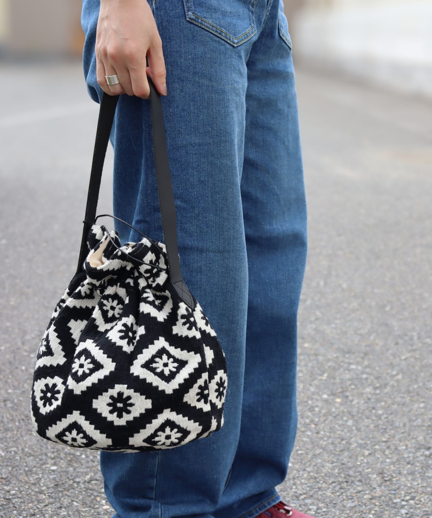 新柄追加! INDIA ジャガード 巾着バッグ