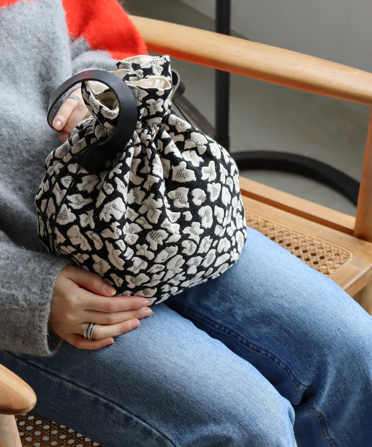 新柄追加! INDIA ジャガード 巾着バッグ