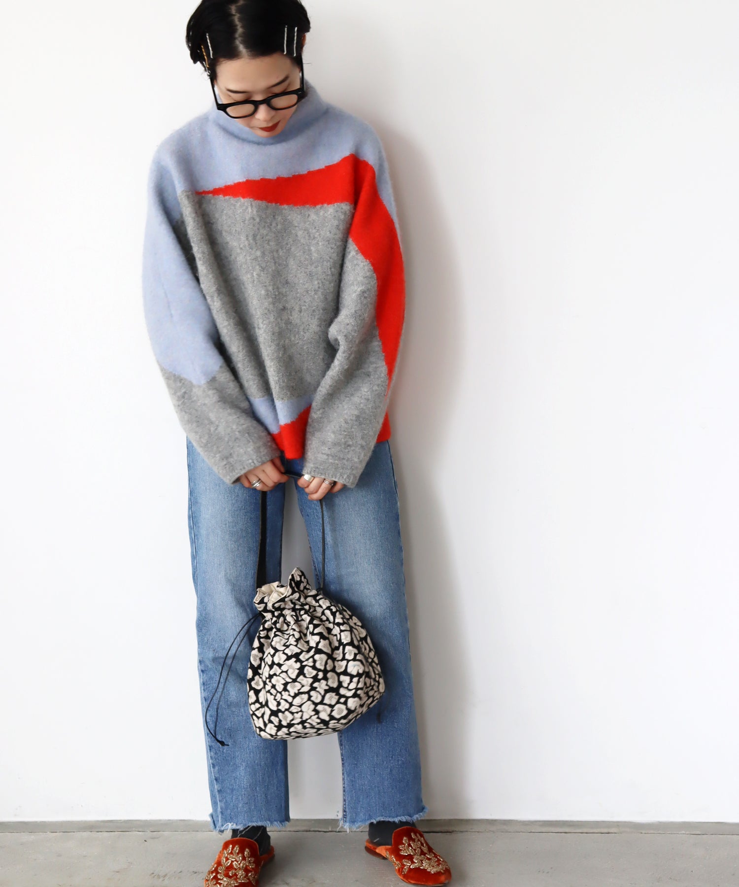 新柄追加! INDIA ジャガード 巾着バッグ