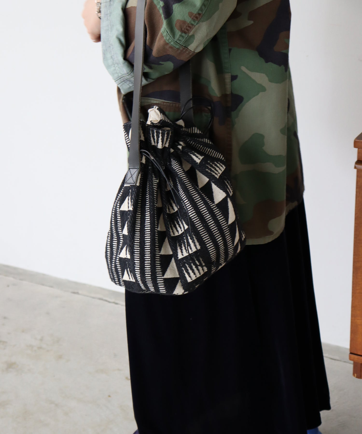 新柄追加! INDIA ジャガード 巾着バッグ