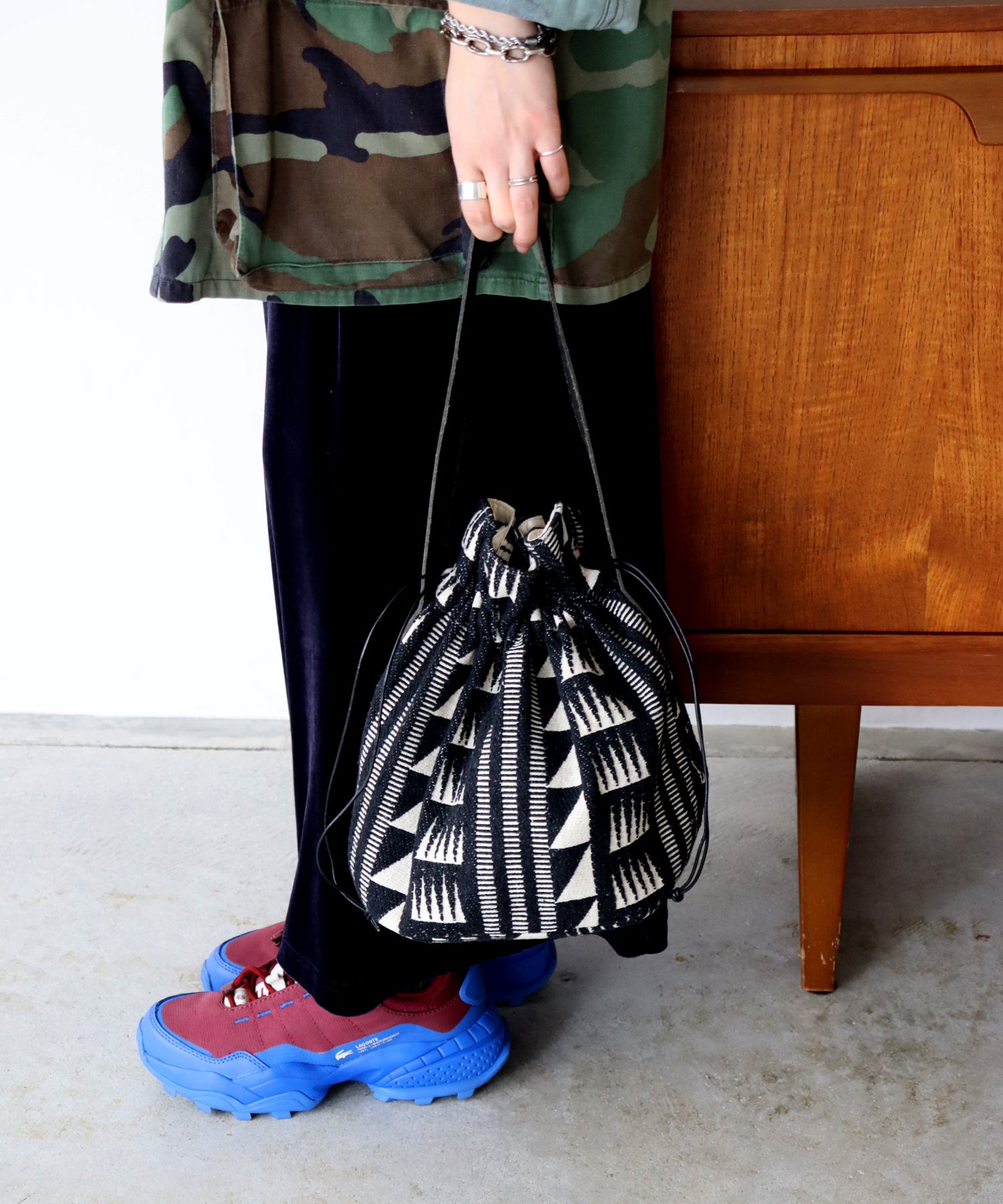 新柄追加! INDIA ジャガード 巾着バッグ