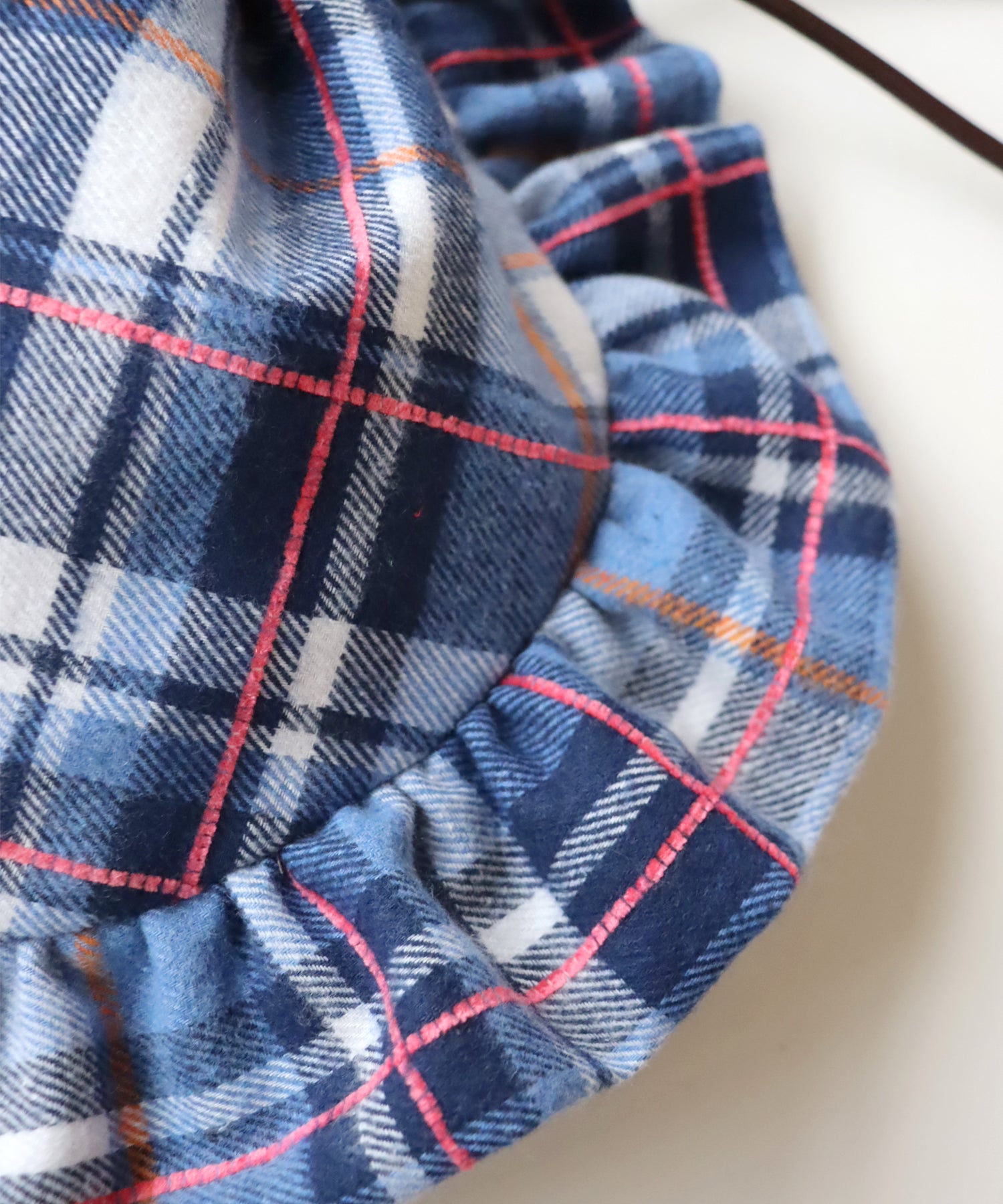 ネルチェック フリル 巾着バッグ