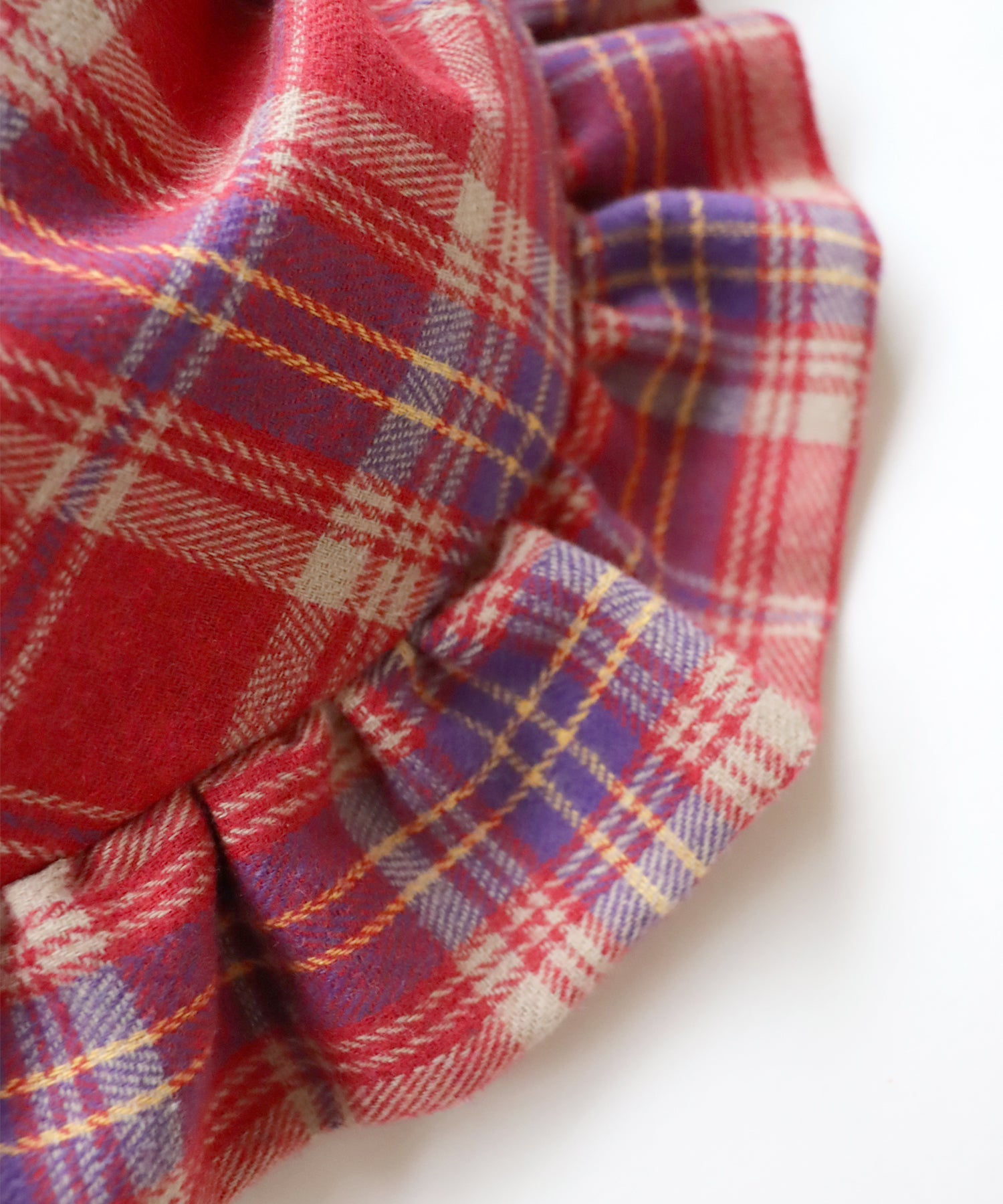 ネルチェック フリル 巾着バッグ