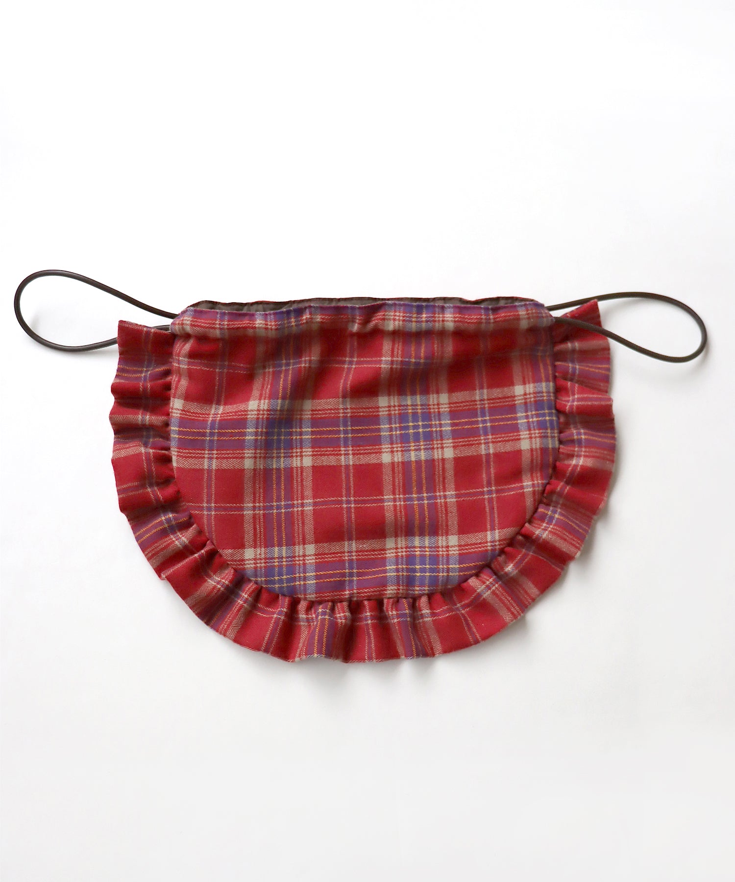 ネルチェック フリル 巾着バッグ