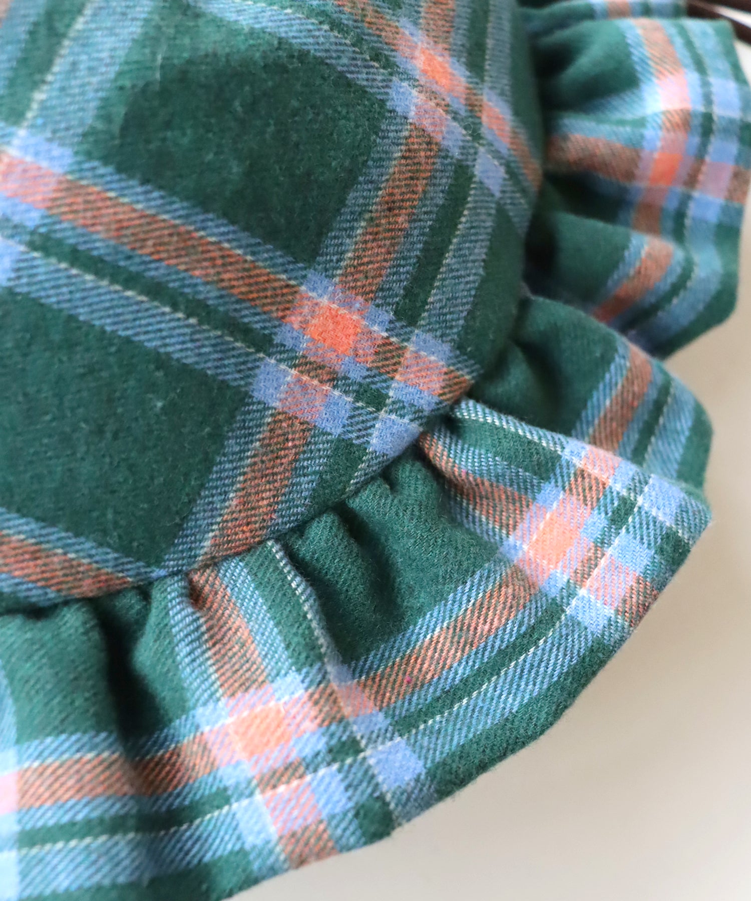 ネルチェック フリル 巾着バッグ