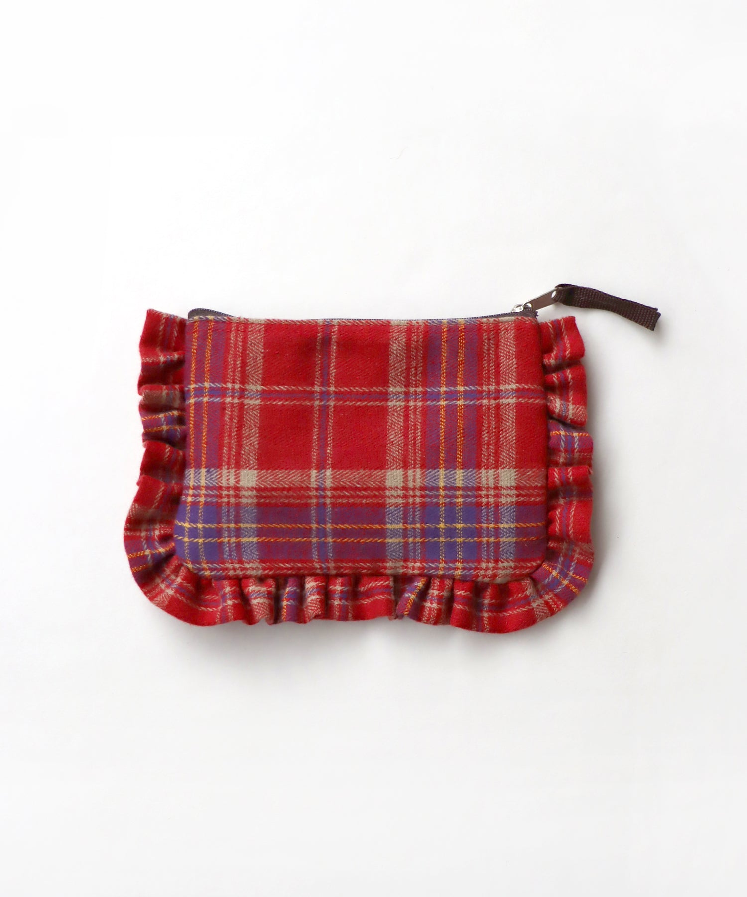 ネルチェック フリル ポーチ