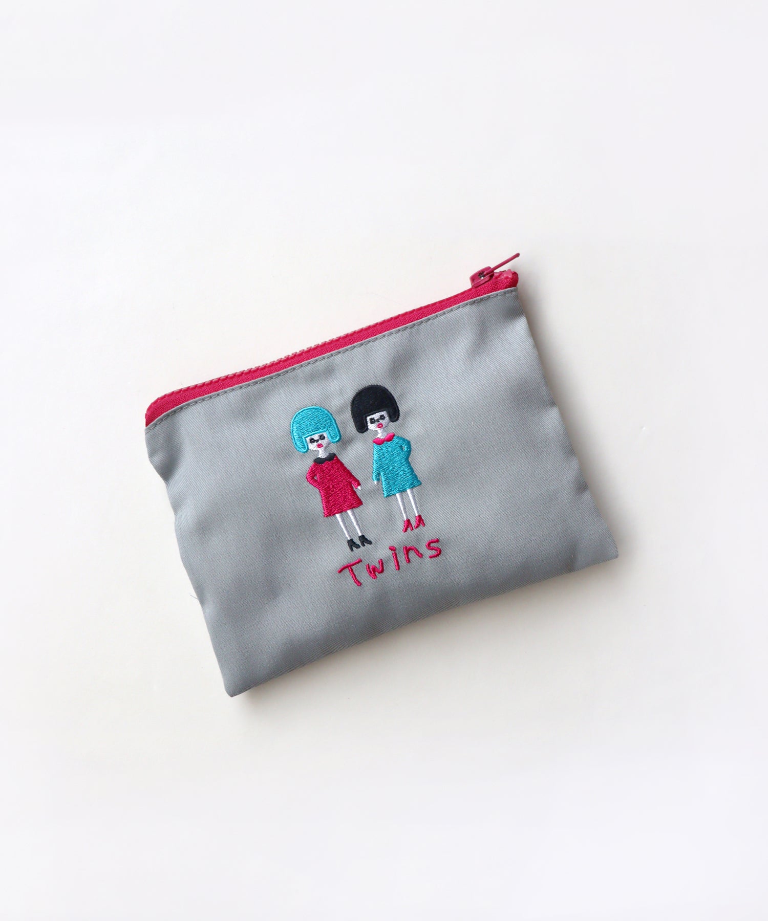 コミカル刺繍 ポーチ