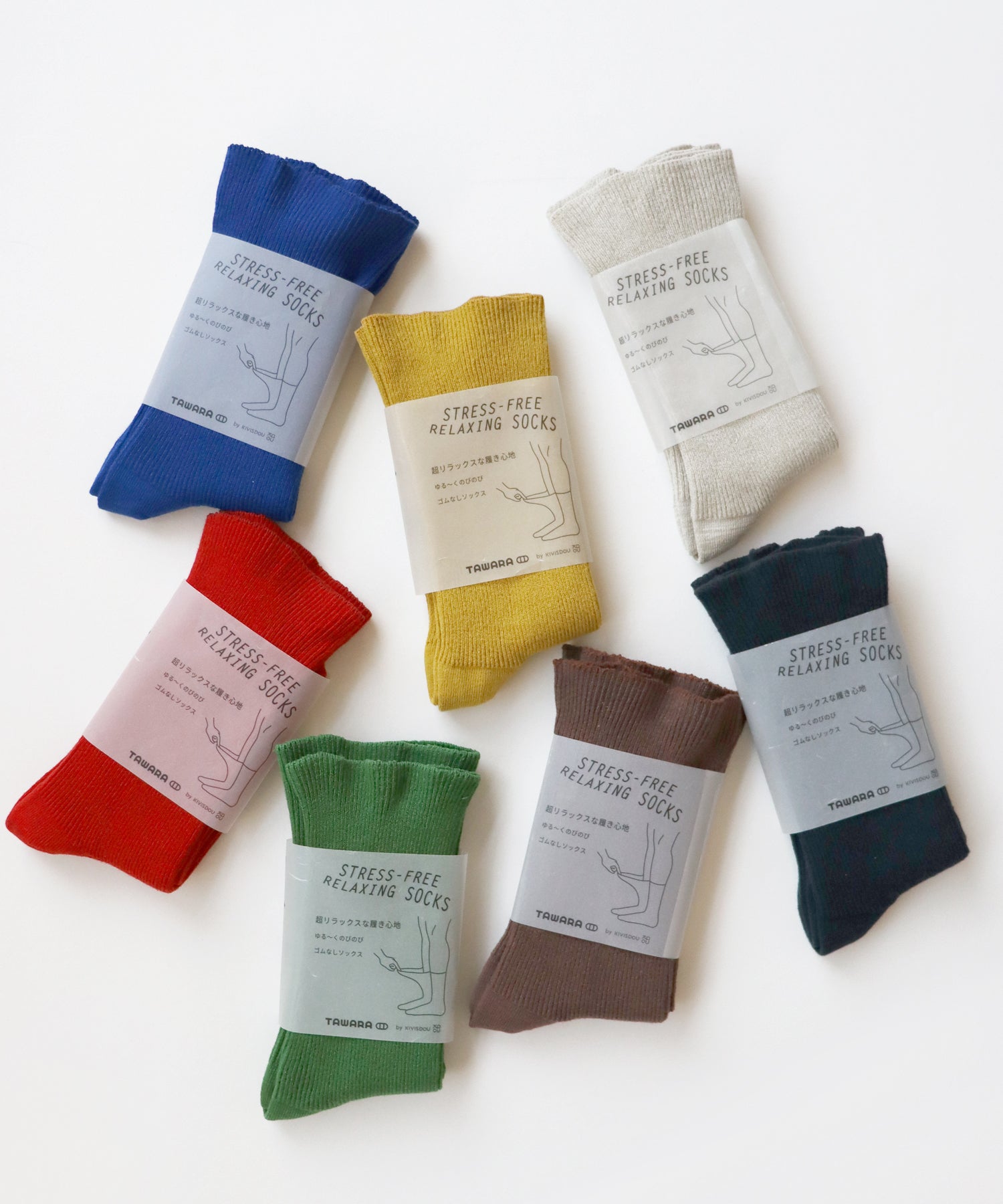 ゆるのびリブ ゴムなし クルーソックス｜1P（新色追加！）