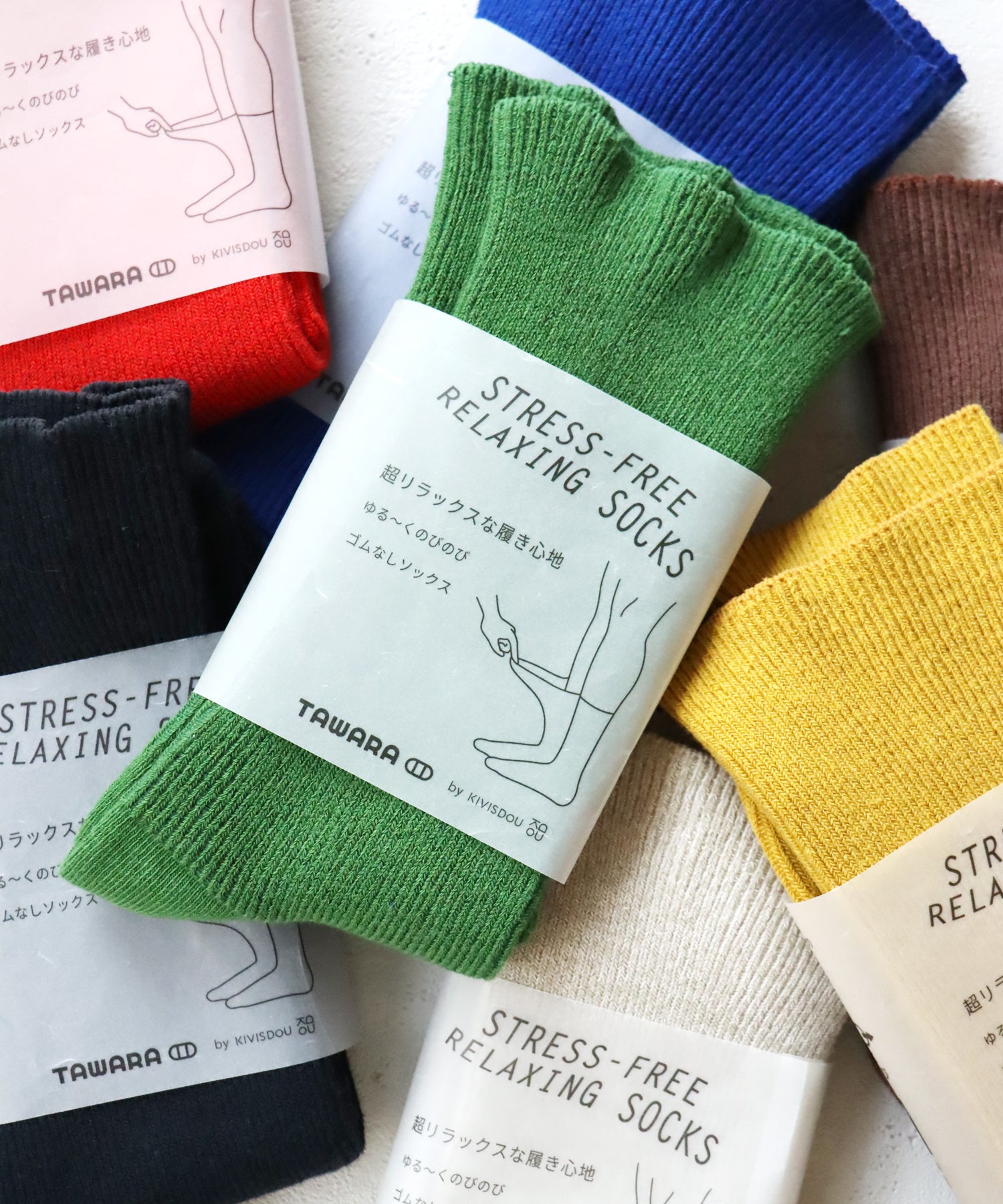 ゆるのびリブ ゴムなし クルーソックス｜1P（新色追加！）