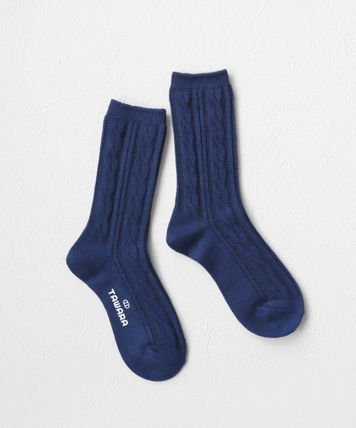 ウール混 ローゲージ ケーブル編み クルーソックス｜1P – きびす堂