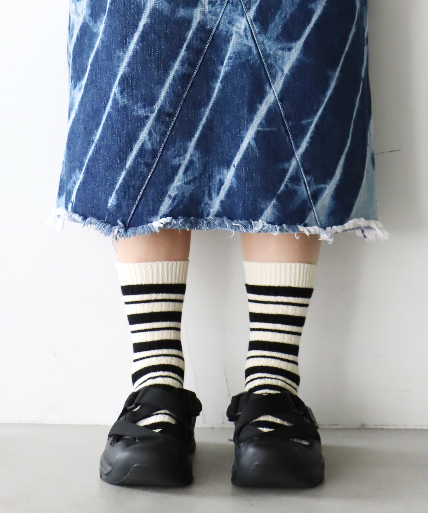 綿麻 ボーダー クルーソックス｜1P – きびす堂