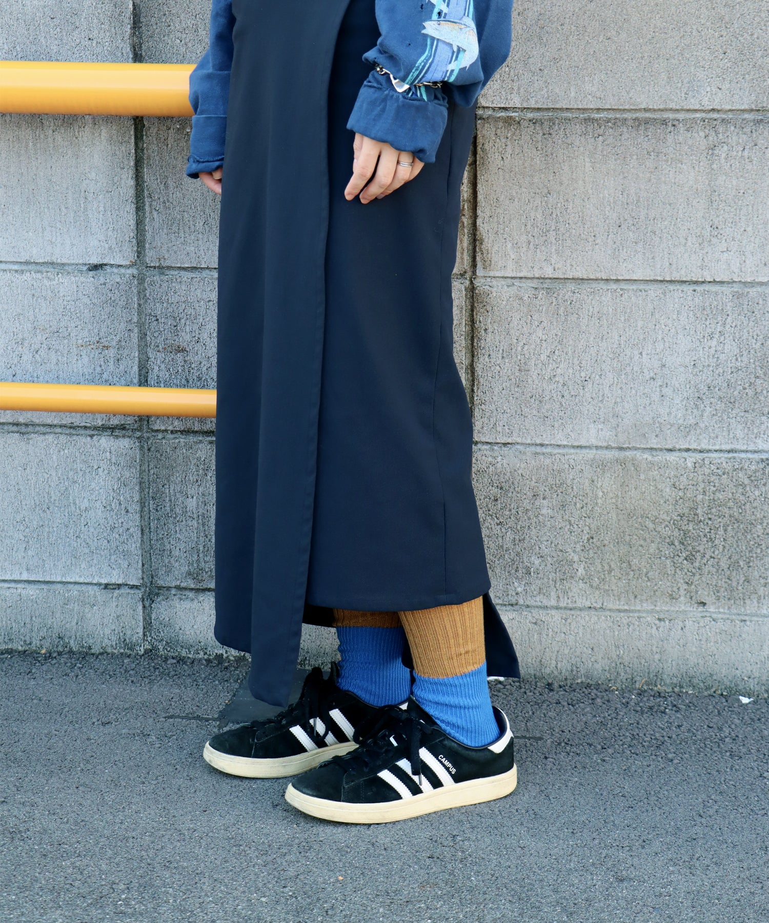 ちょびウール バイカラーリブ ルーズ ハイソックス｜1P – きびす堂