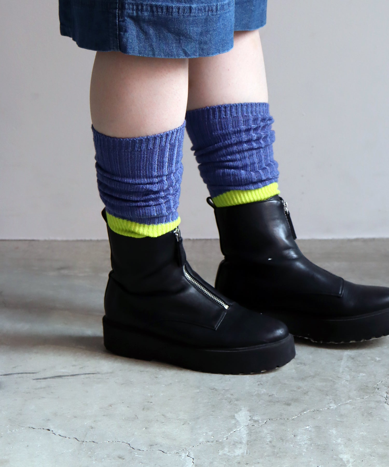 ちょびウール バイカラーリブ ルーズ ハイソックス｜1P – きびす堂